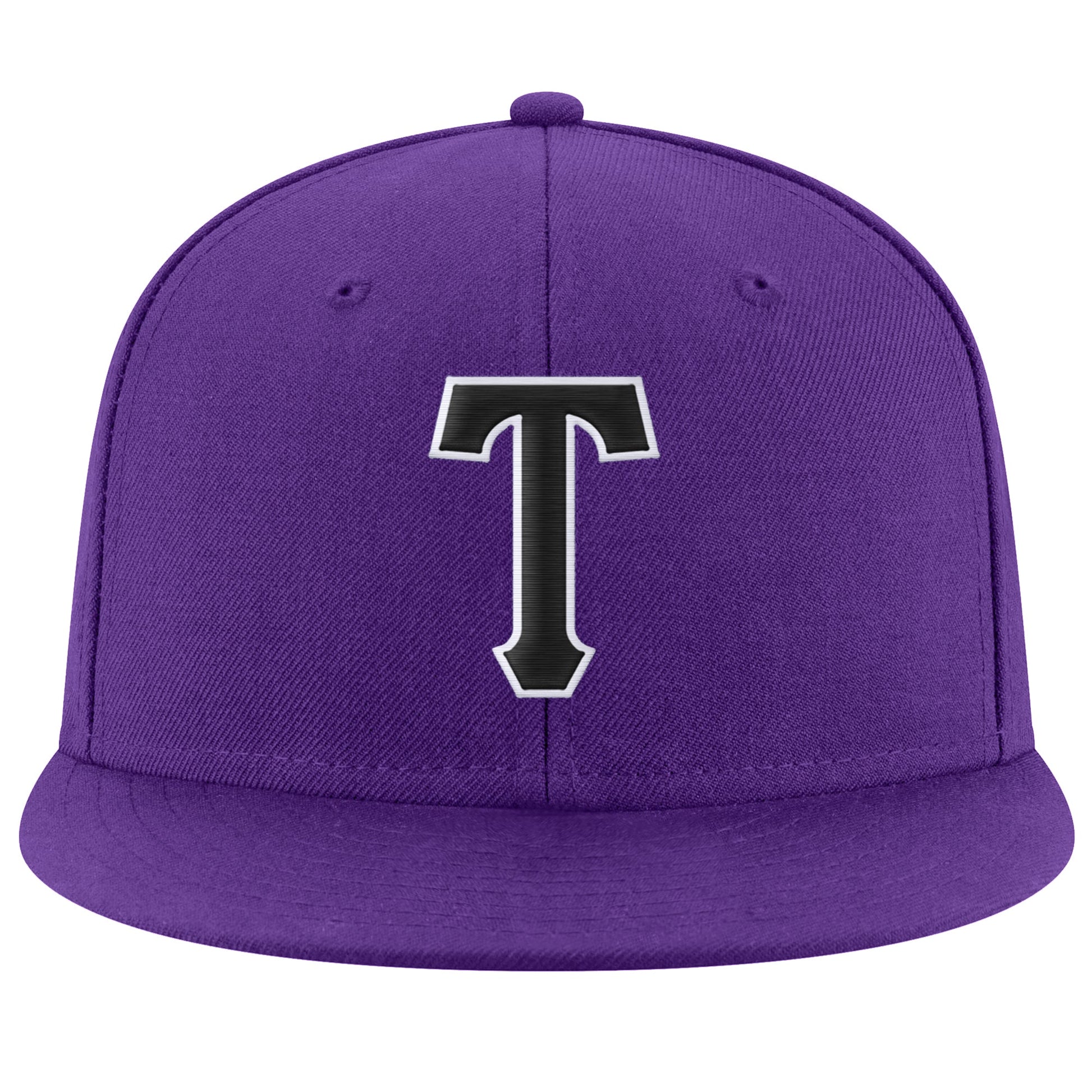 Custom Purple Black-White Stitched Adjustable Snapback Hat view 2