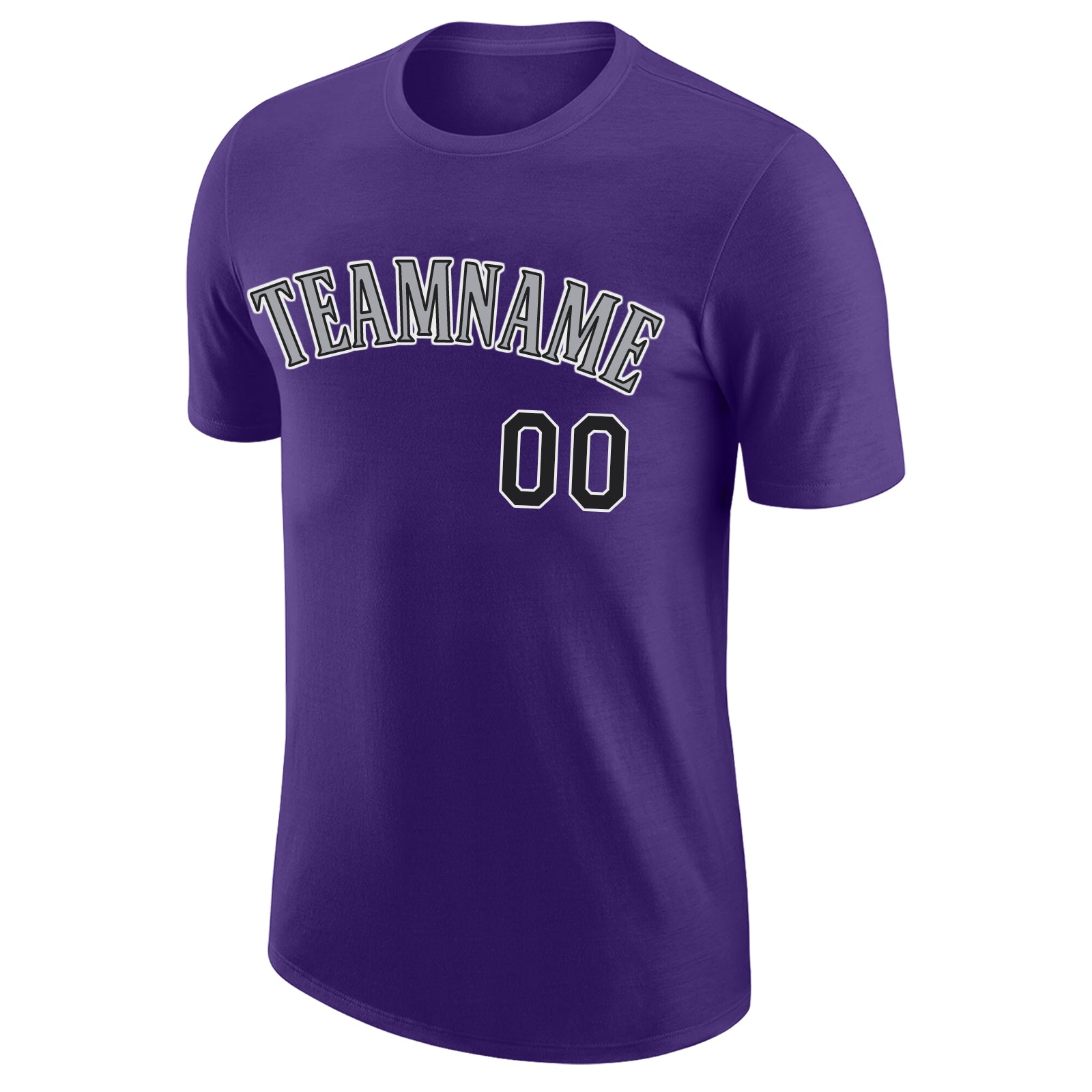 Custom Purple Black-Gray Performance T-Shirt view 5