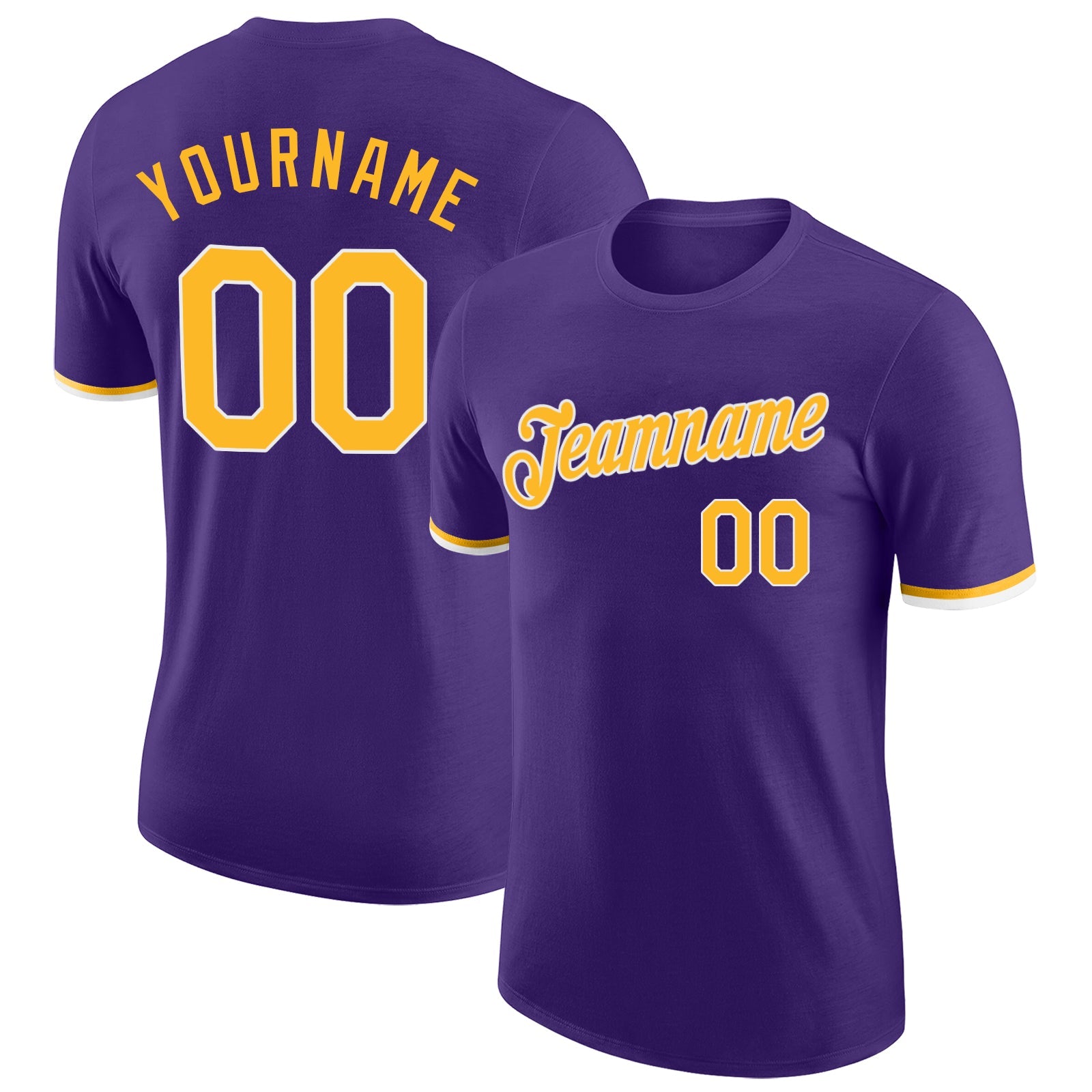 Custom Purple Gold-White Performance T-Shirt - Main View