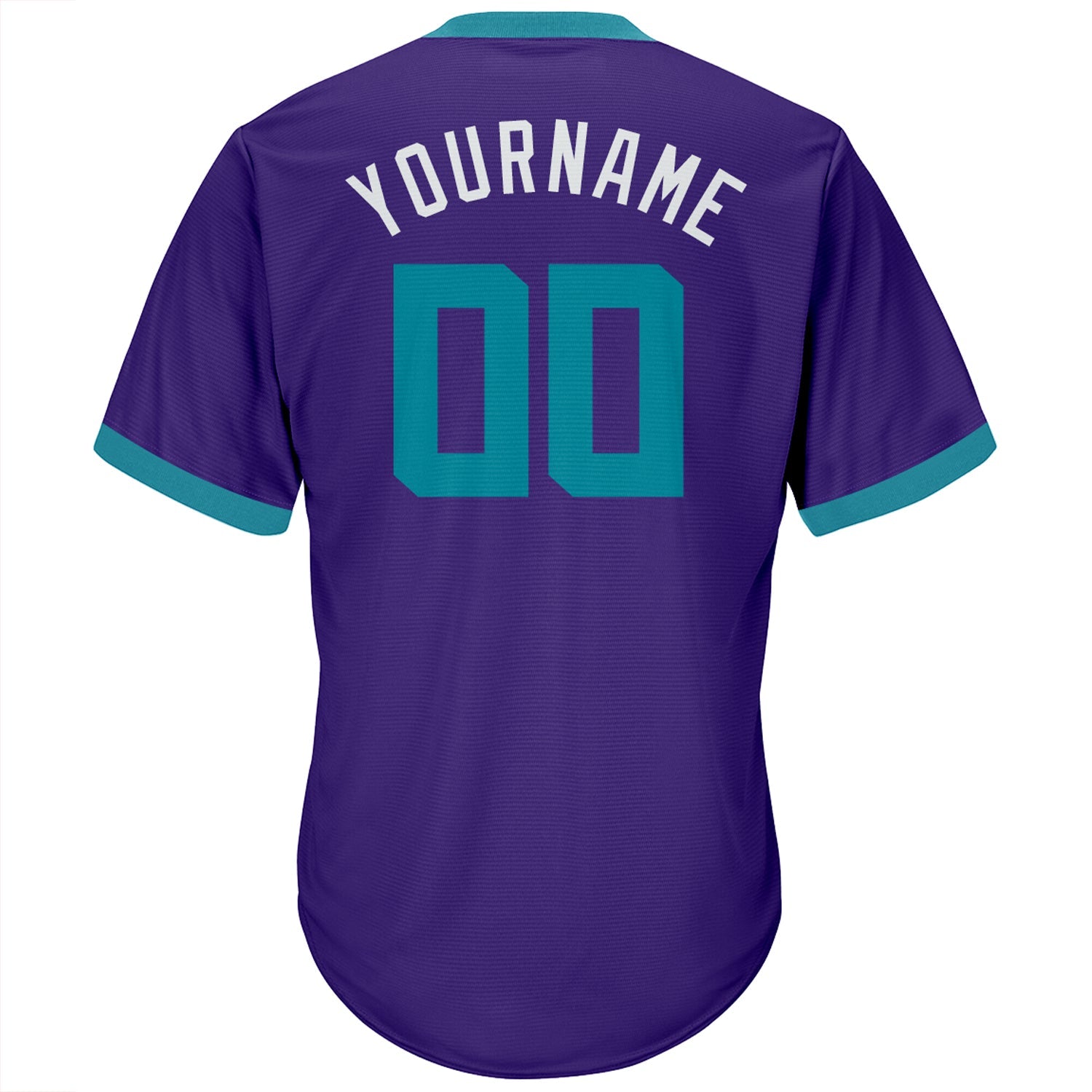 Custom Purple Teal-White Authentic Throwback Rib-Knit Baseball Jersey Shirt view 3