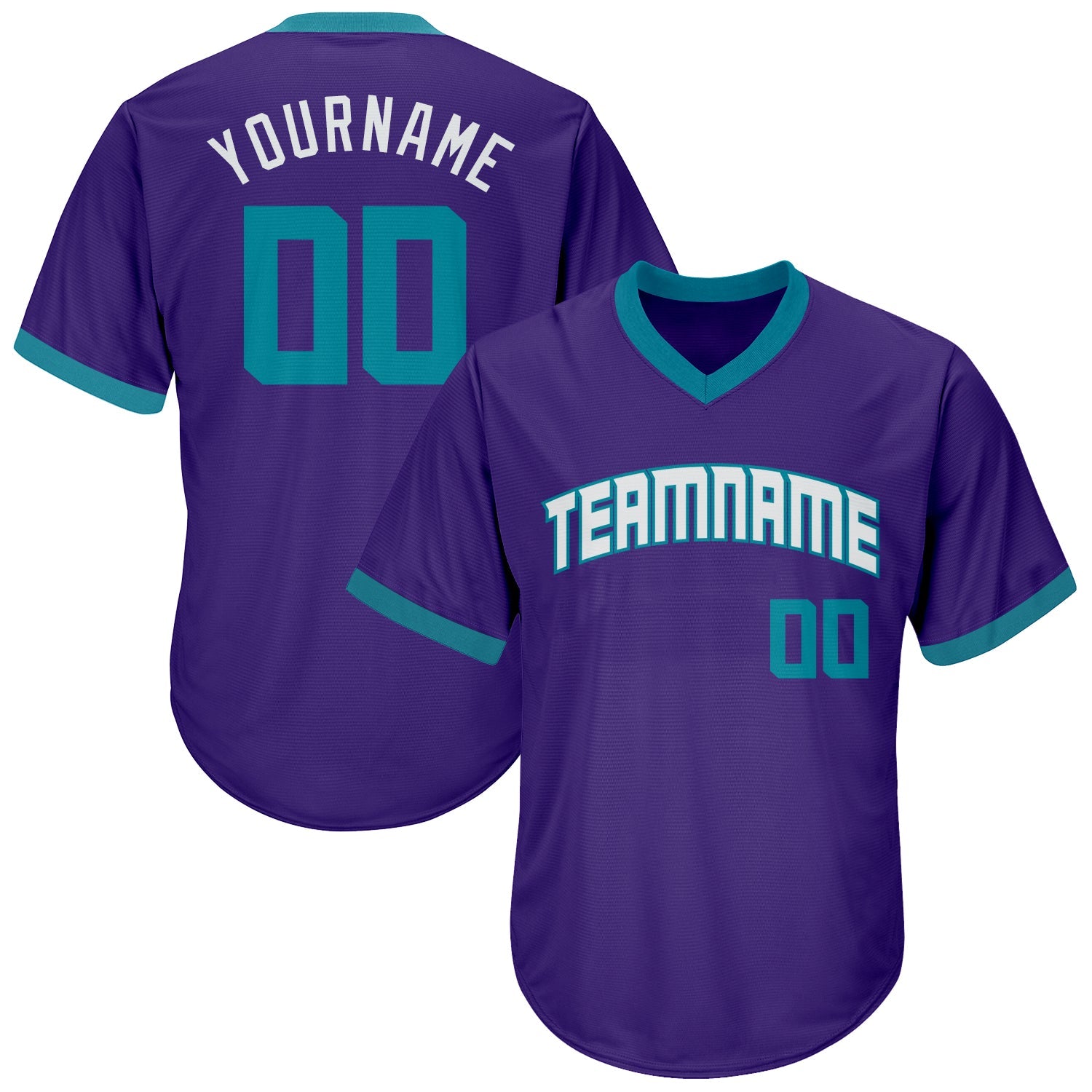 Custom Purple Teal-White Authentic Throwback Rib-Knit Baseball Jersey Shirt - Main View