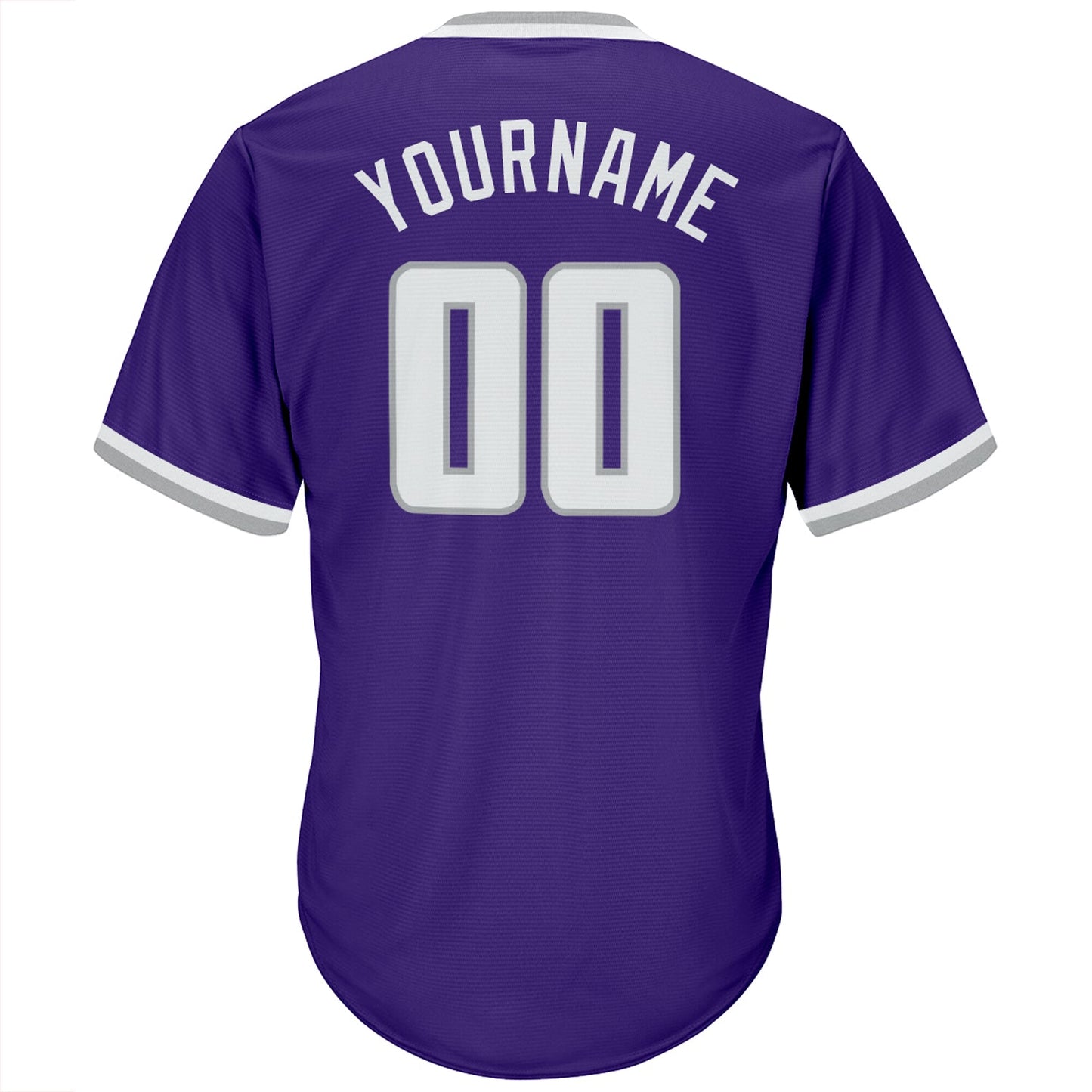 Custom Purple White-Gray Authentic Throwback Rib-Knit Baseball Jersey Shirt view 3