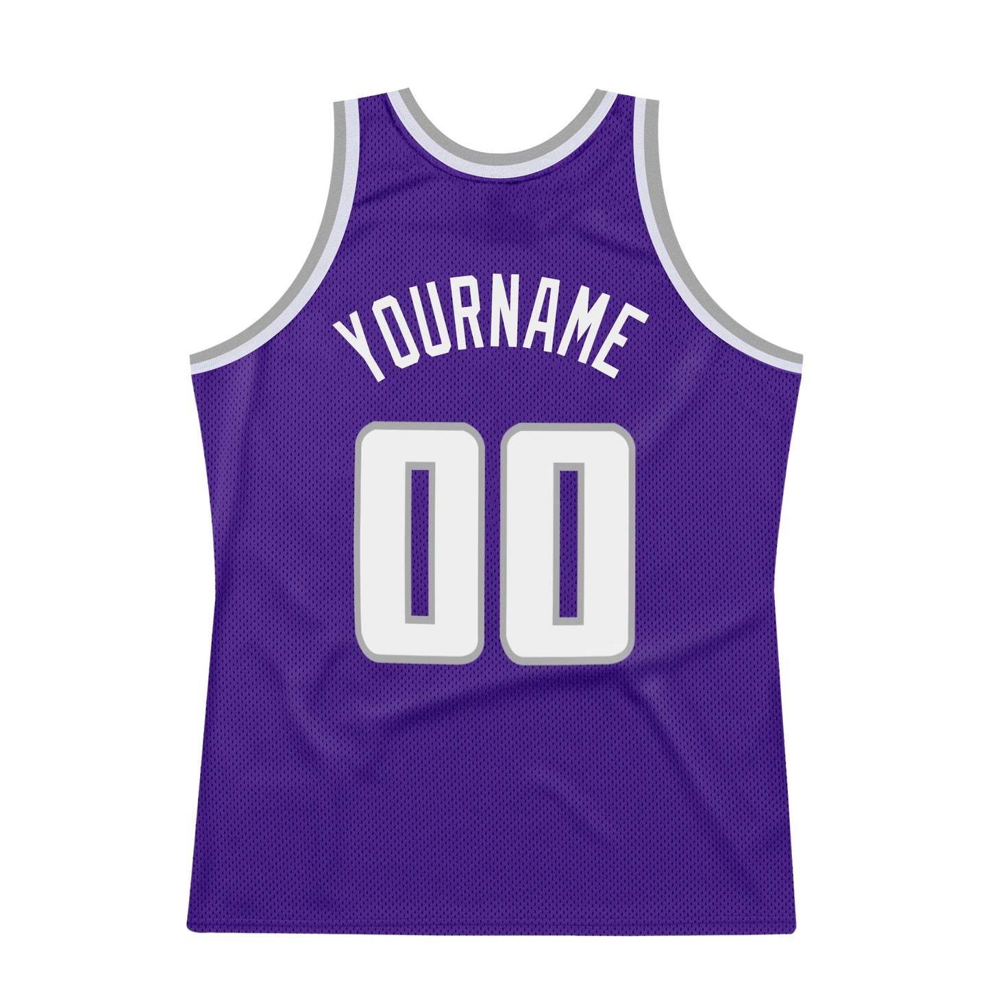 Custom Purple White-Gray Authentic Throwback Basketball Jersey view 6