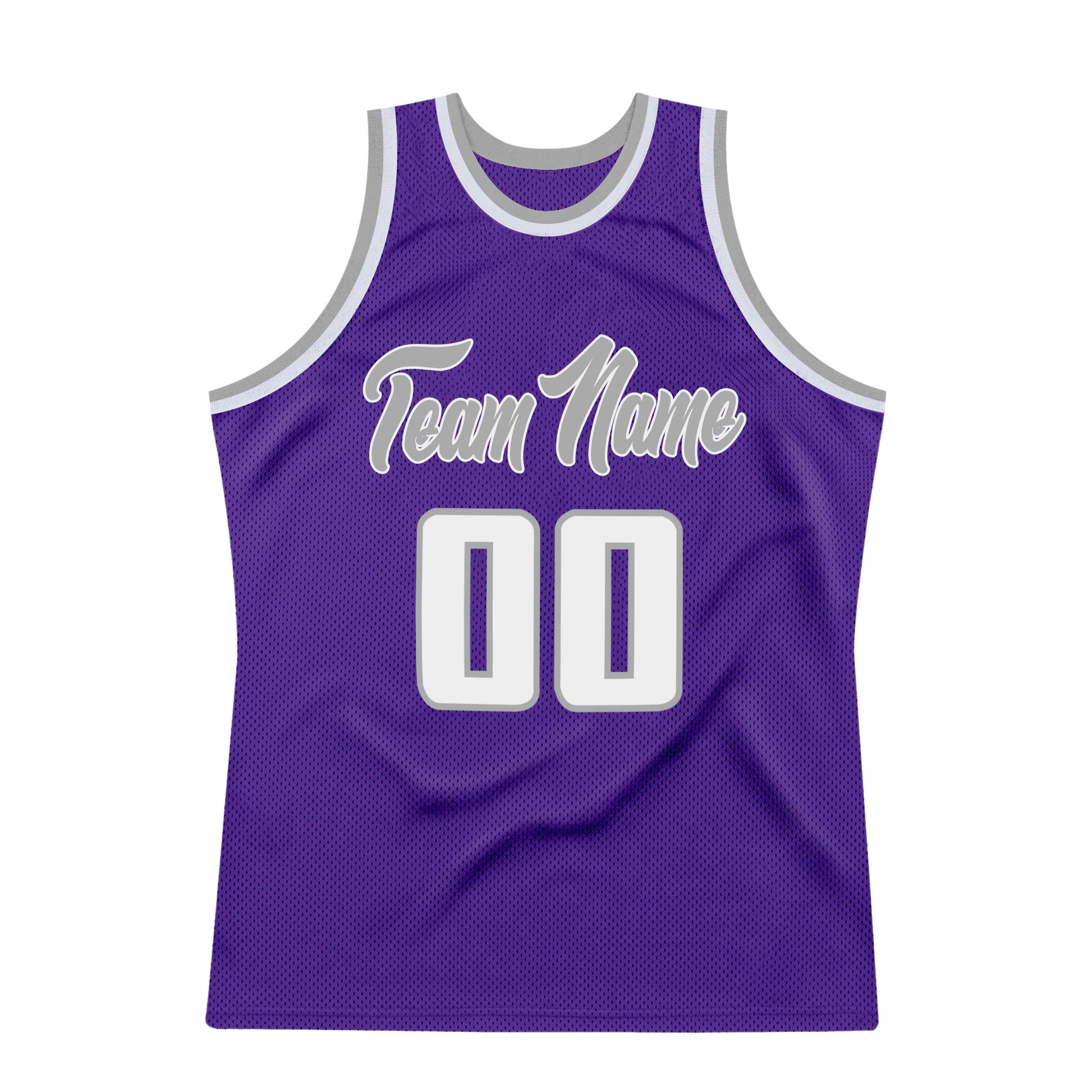 Custom Purple White-Gray Authentic Throwback Basketball Jersey view 7