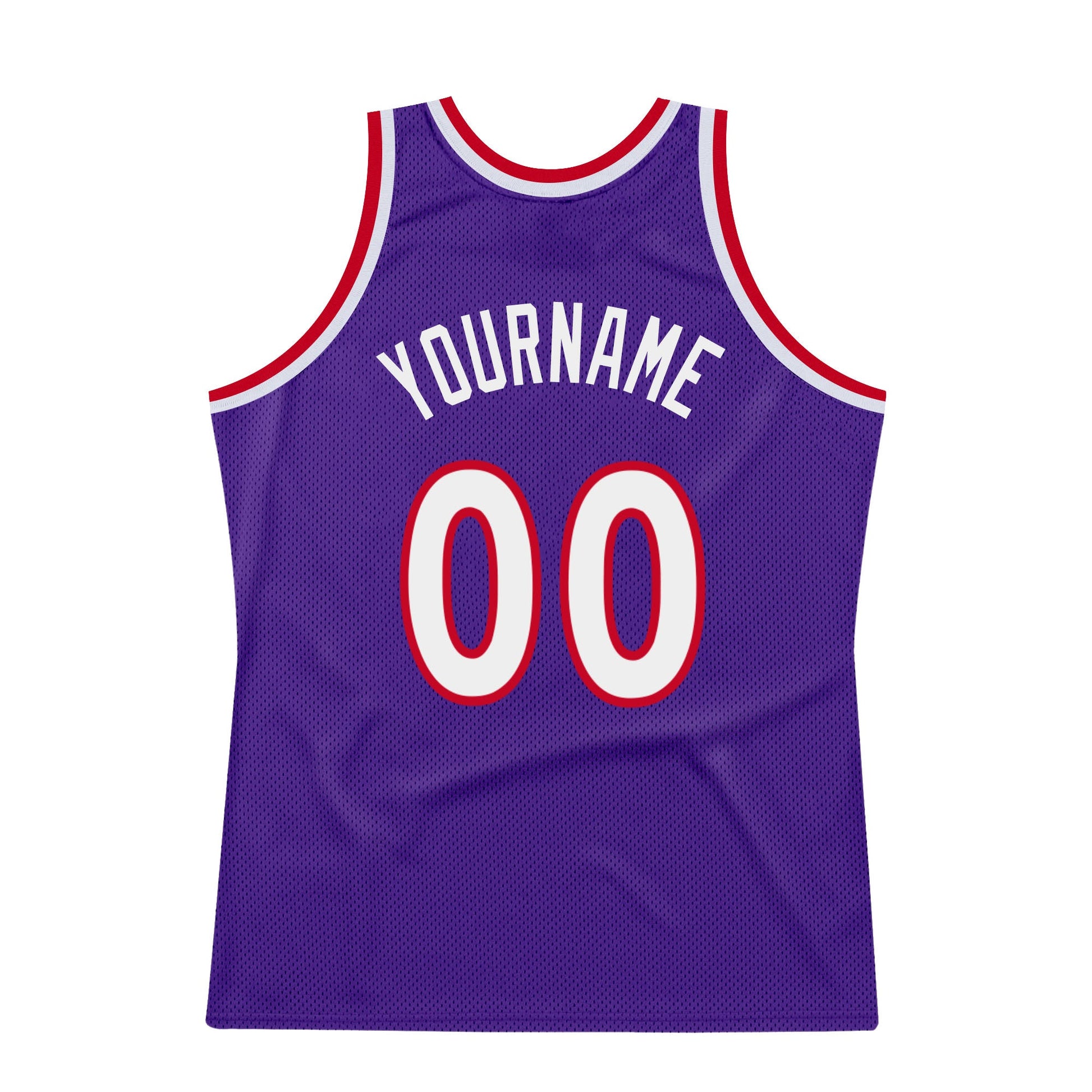 Custom Purple White-Red Authentic Throwback Basketball Jersey view 6
