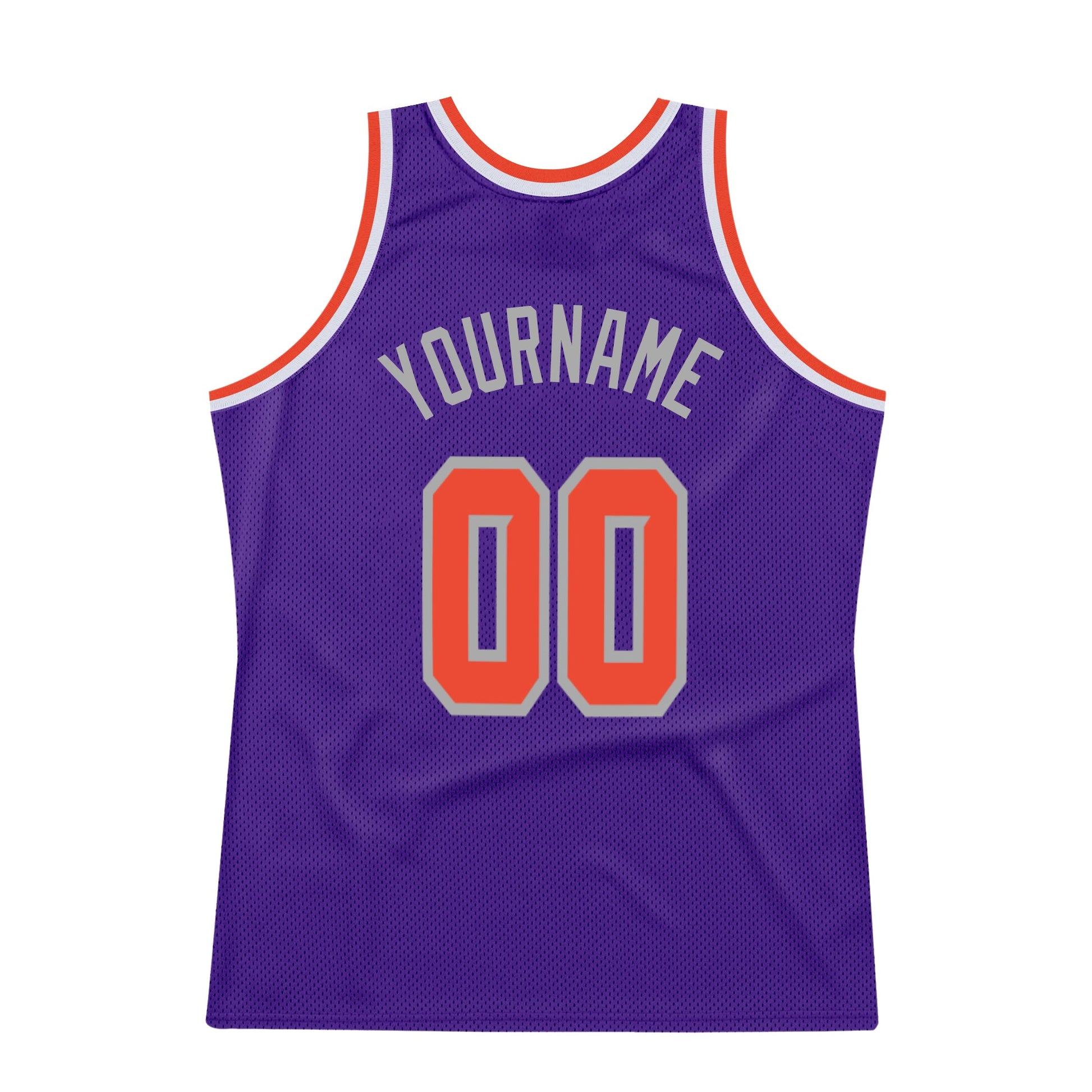 Custom Purple Orange-Gray Authentic Throwback Basketball Jersey view 6