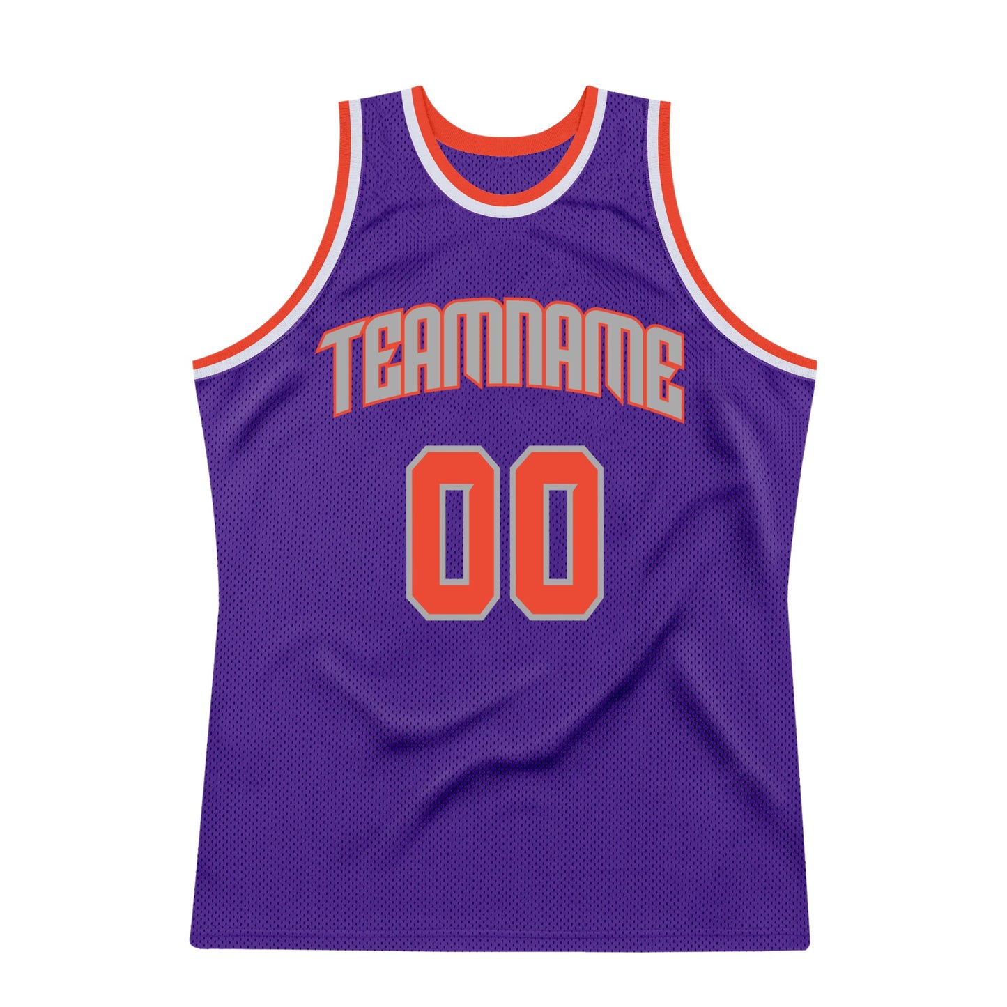 Custom Purple Orange-Gray Authentic Throwback Basketball Jersey view 7