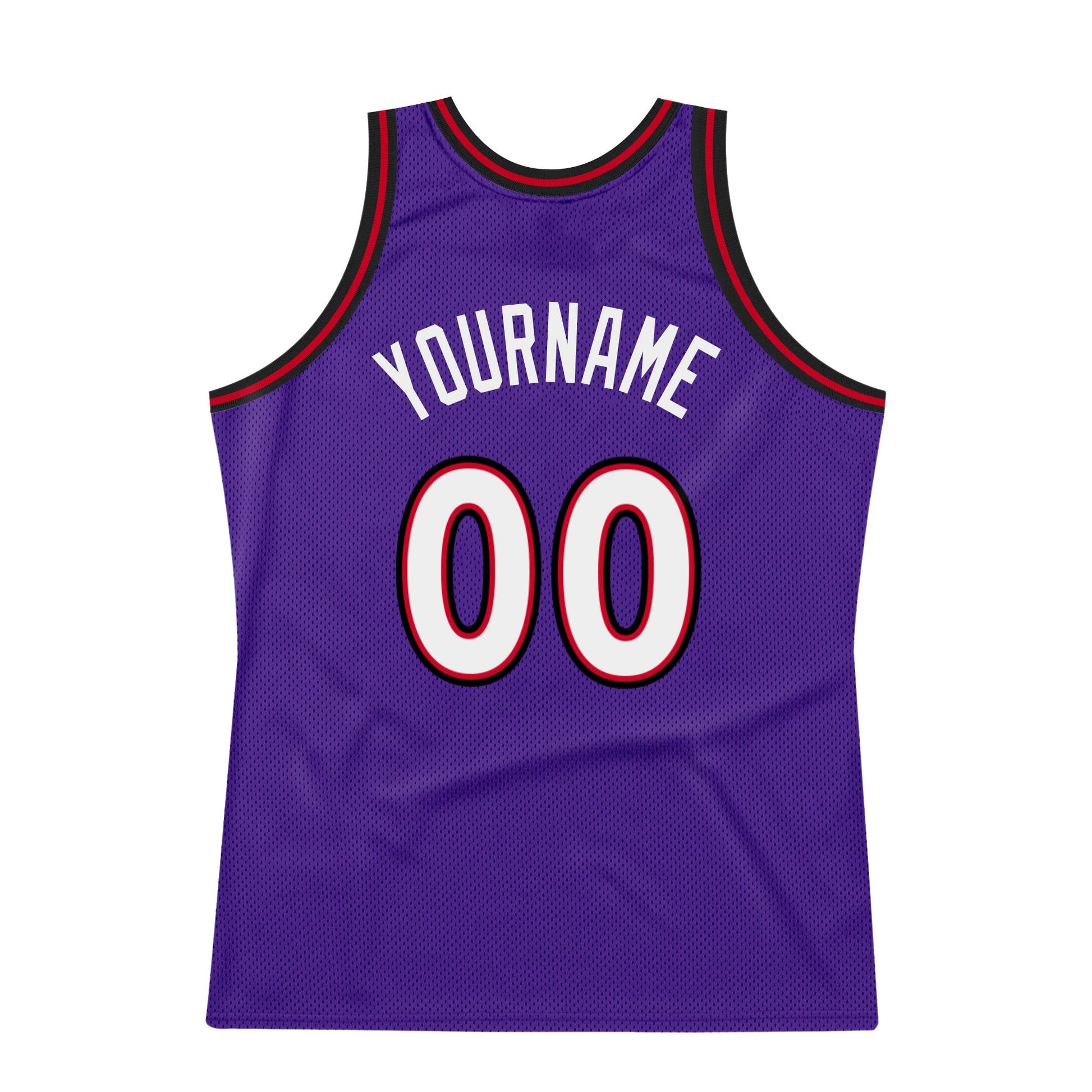 Custom Purple White-Red Authentic Throwback Basketball Jersey view 6