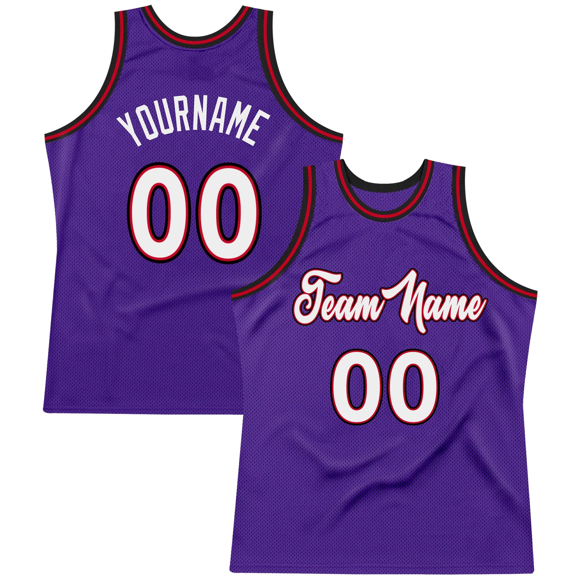 Custom Purple White-Red Authentic Throwback Basketball Jersey - Main View