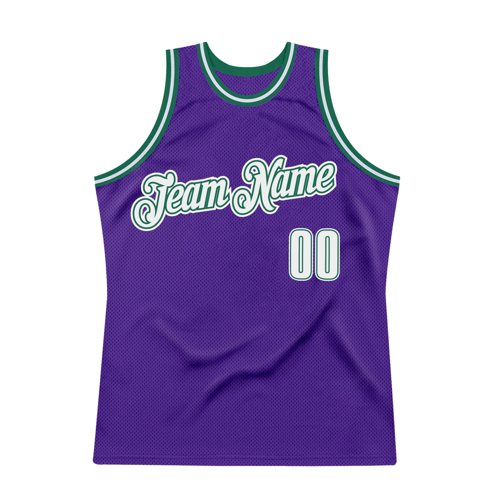 Custom Purple White-Kelly Green Authentic Throwback Basketball Jersey view 7