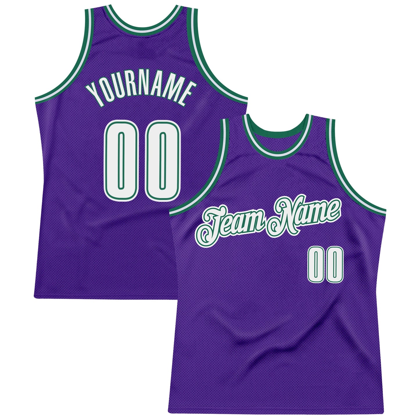 Custom Purple White-Kelly Green Authentic Throwback Basketball Jersey - Main View