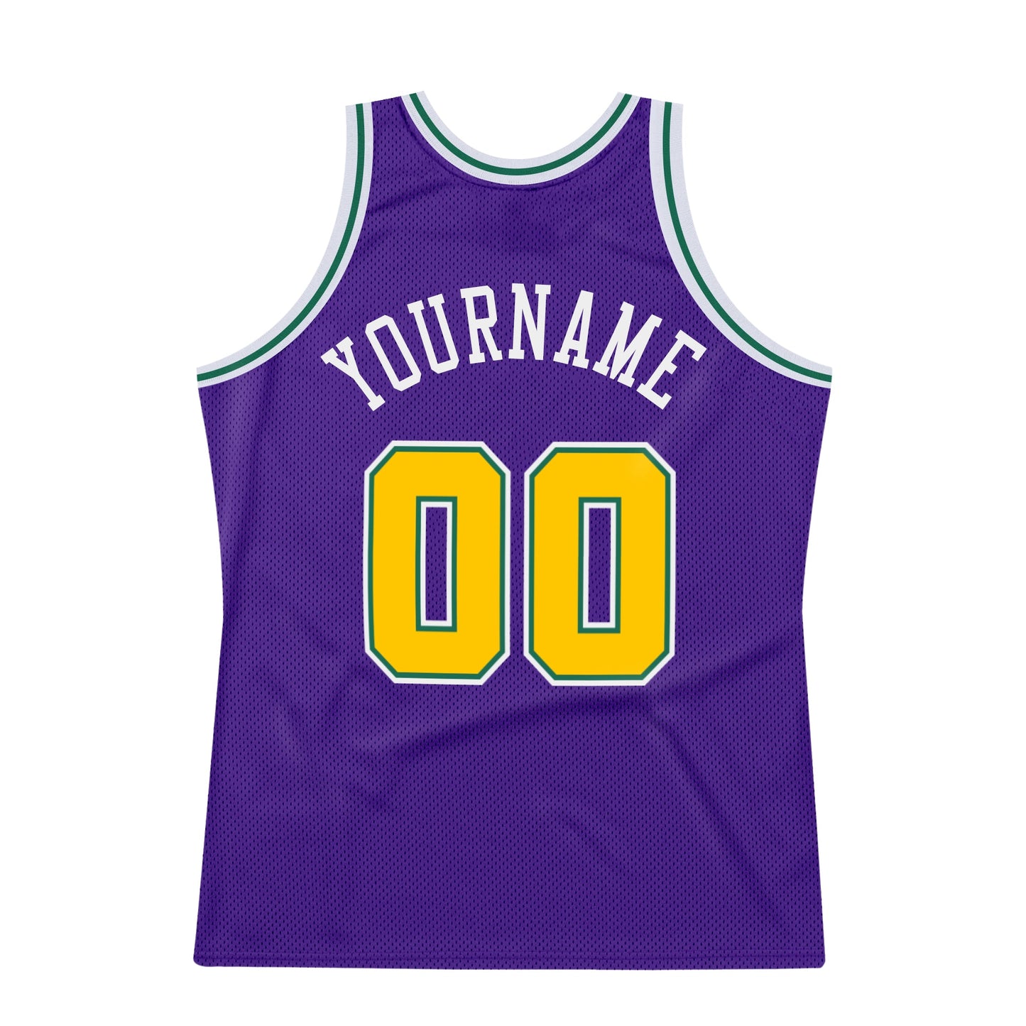 Custom Purple Gold-Kelly Green Authentic Throwback Basketball Jersey view 6