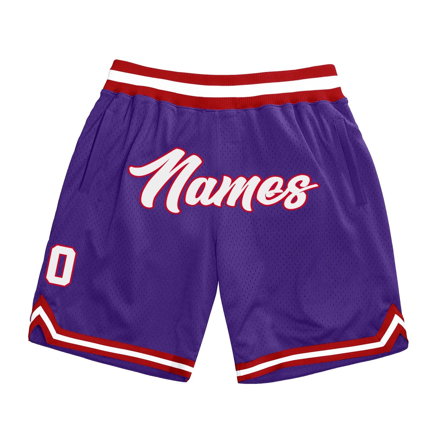 Custom Purple White-Red Authentic Throwback Basketball Shorts - Main View