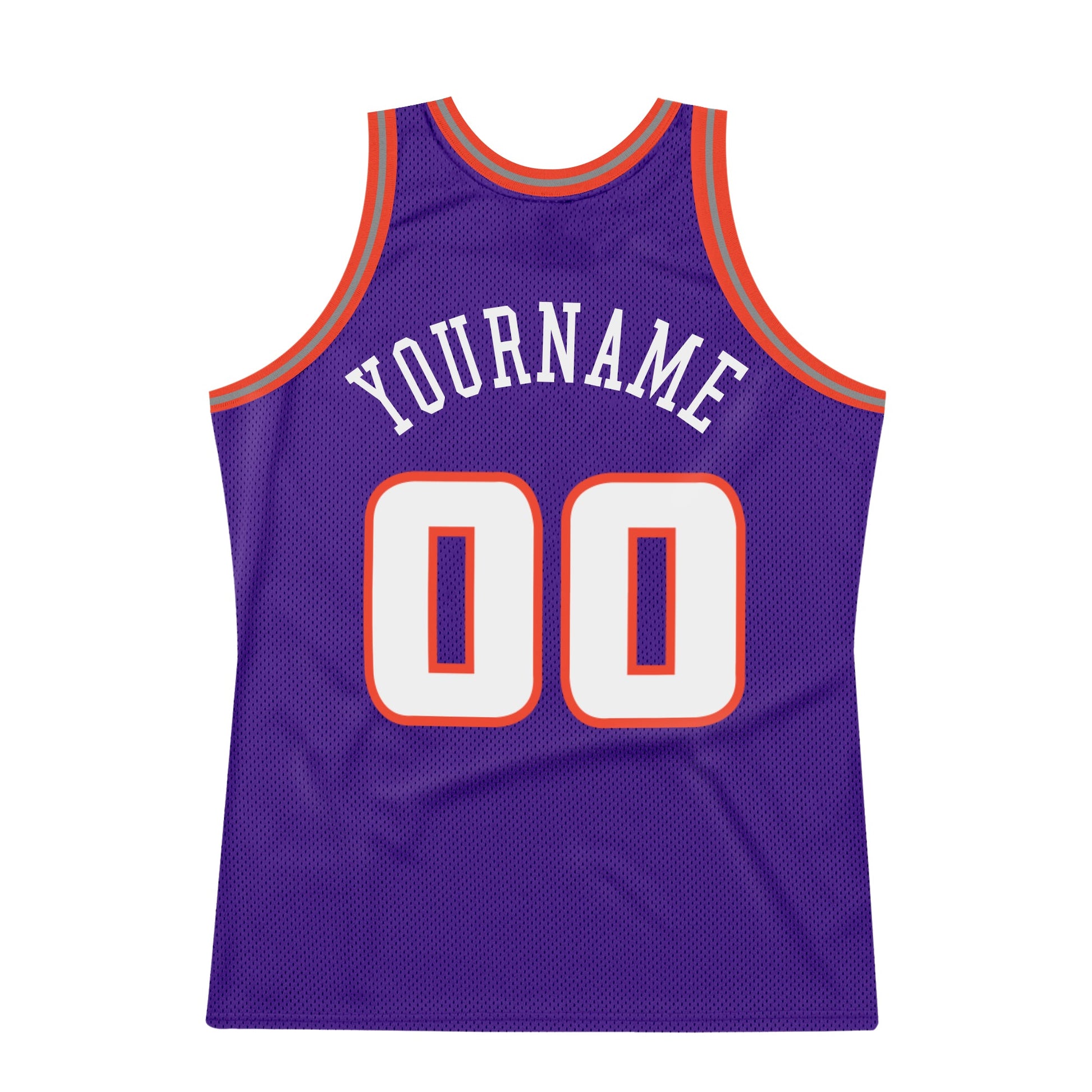 Custom Purple White-Orange Authentic Throwback Basketball Jersey view 5