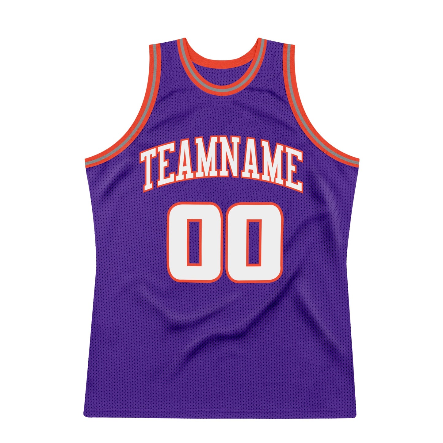 Custom Purple White-Orange Authentic Throwback Basketball Jersey view 6