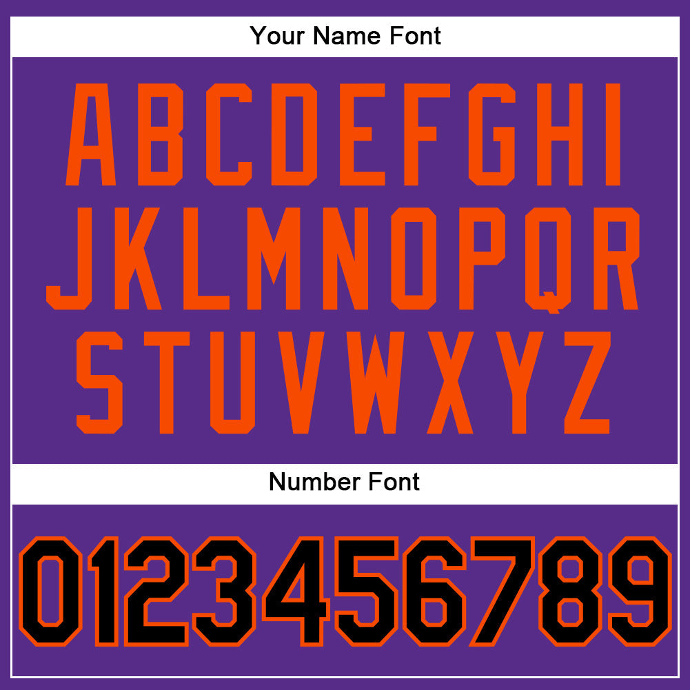 Custom Purple Black Pinstripe Black-Orange Authentic Baseball Jersey view 5