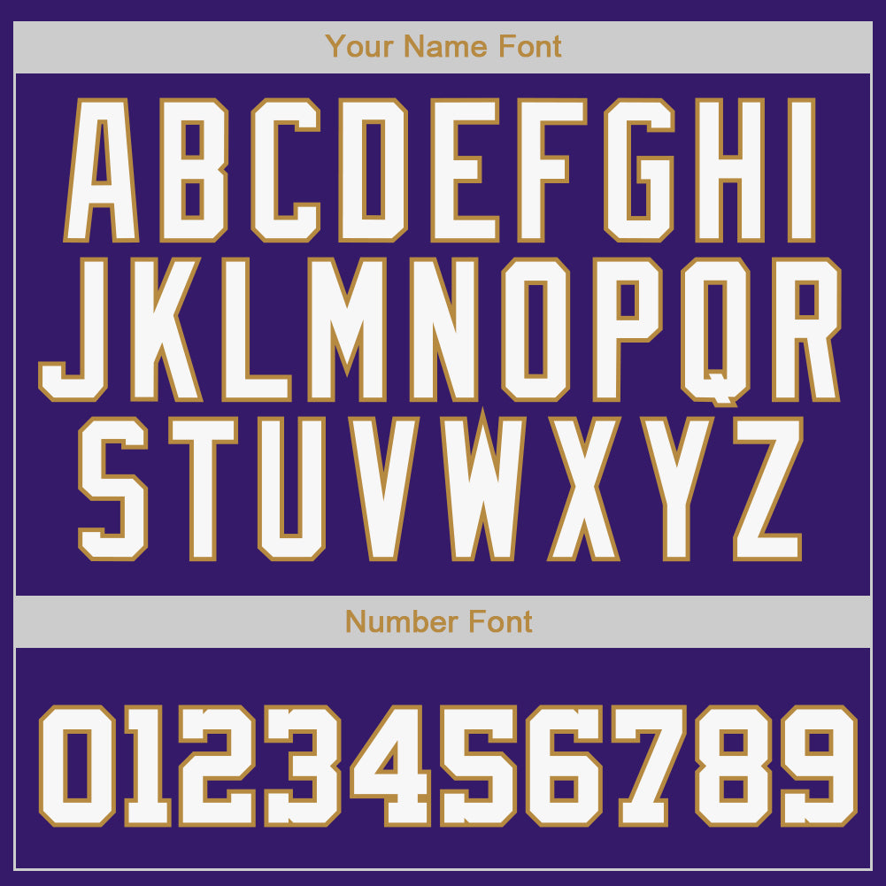 Custom Purple White-Old Gold Authentic Baseball Jersey view 5