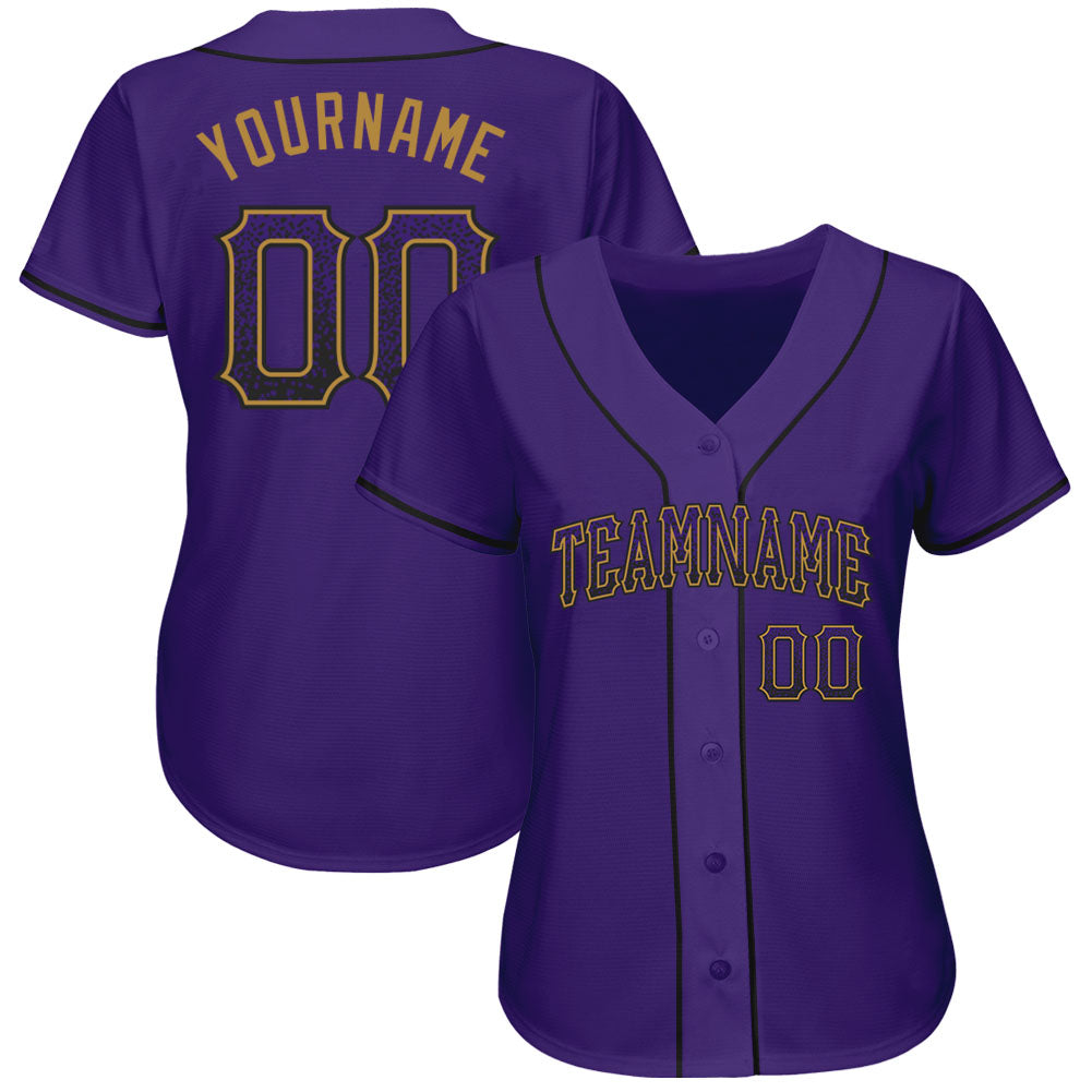 Custom Purple Purple-Old Gold Authentic Drift Fashion Baseball Jersey view 2