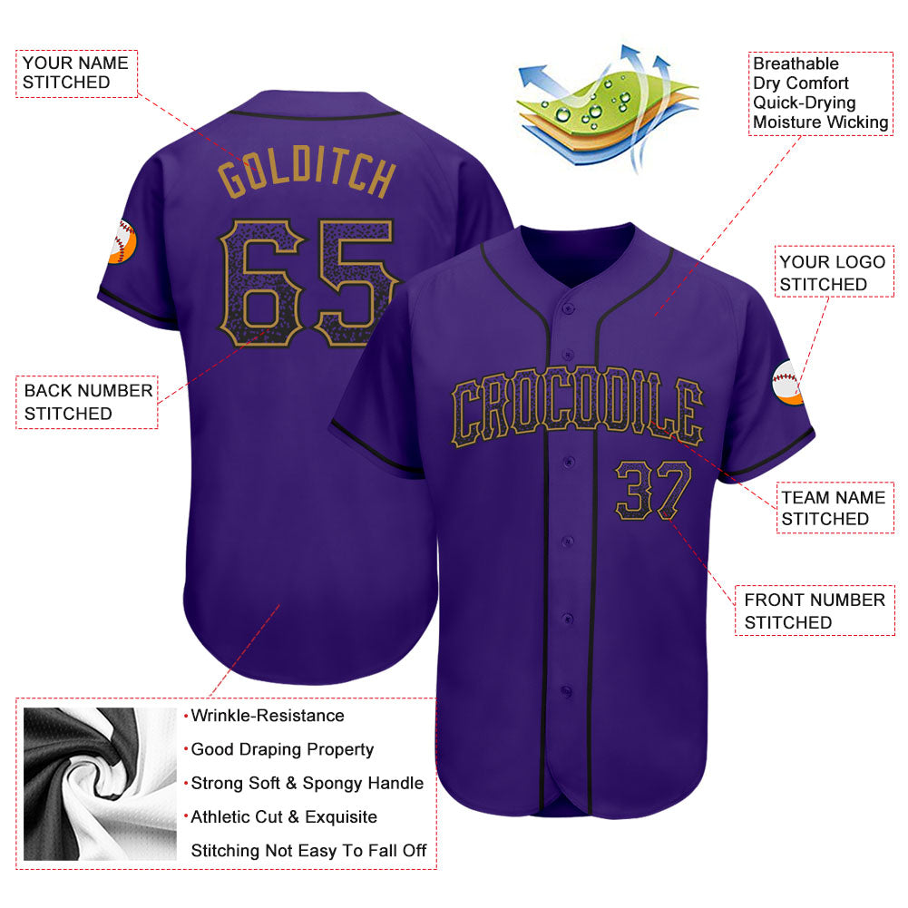 Custom Purple Purple-Old Gold Authentic Drift Fashion Baseball Jersey view 3