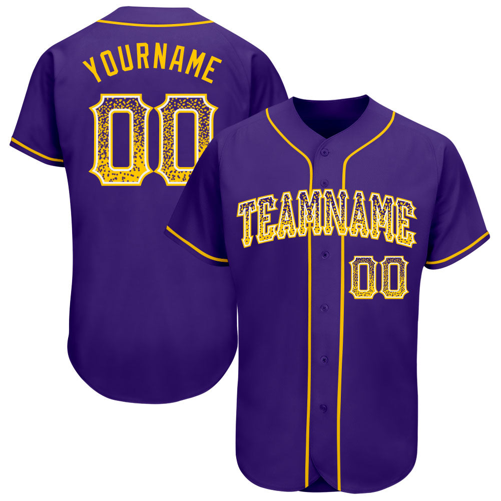 Custom Purple Gold-White Authentic Drift Fashion Baseball Jersey - Main View