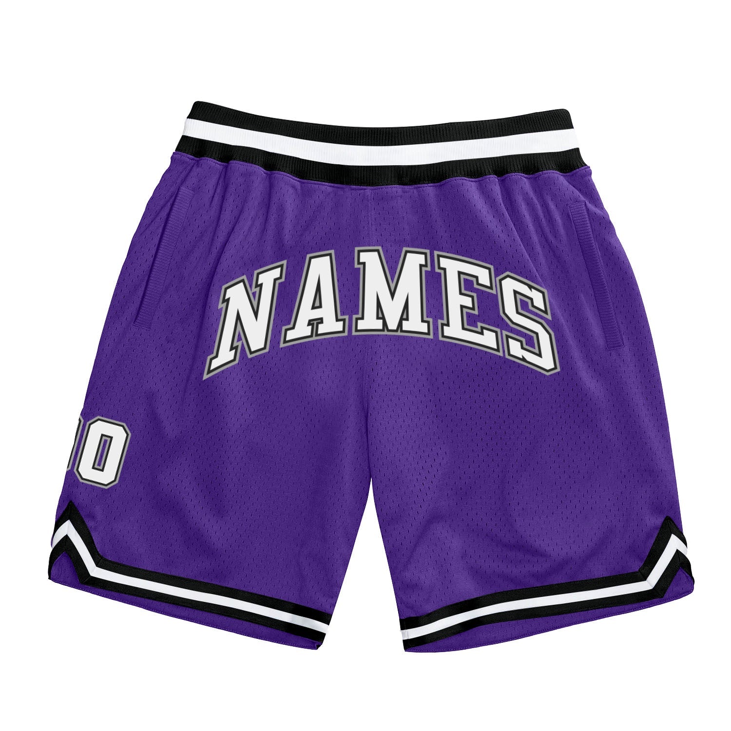 Custom Purple White-Black Authentic Throwback Basketball Shorts - Main View