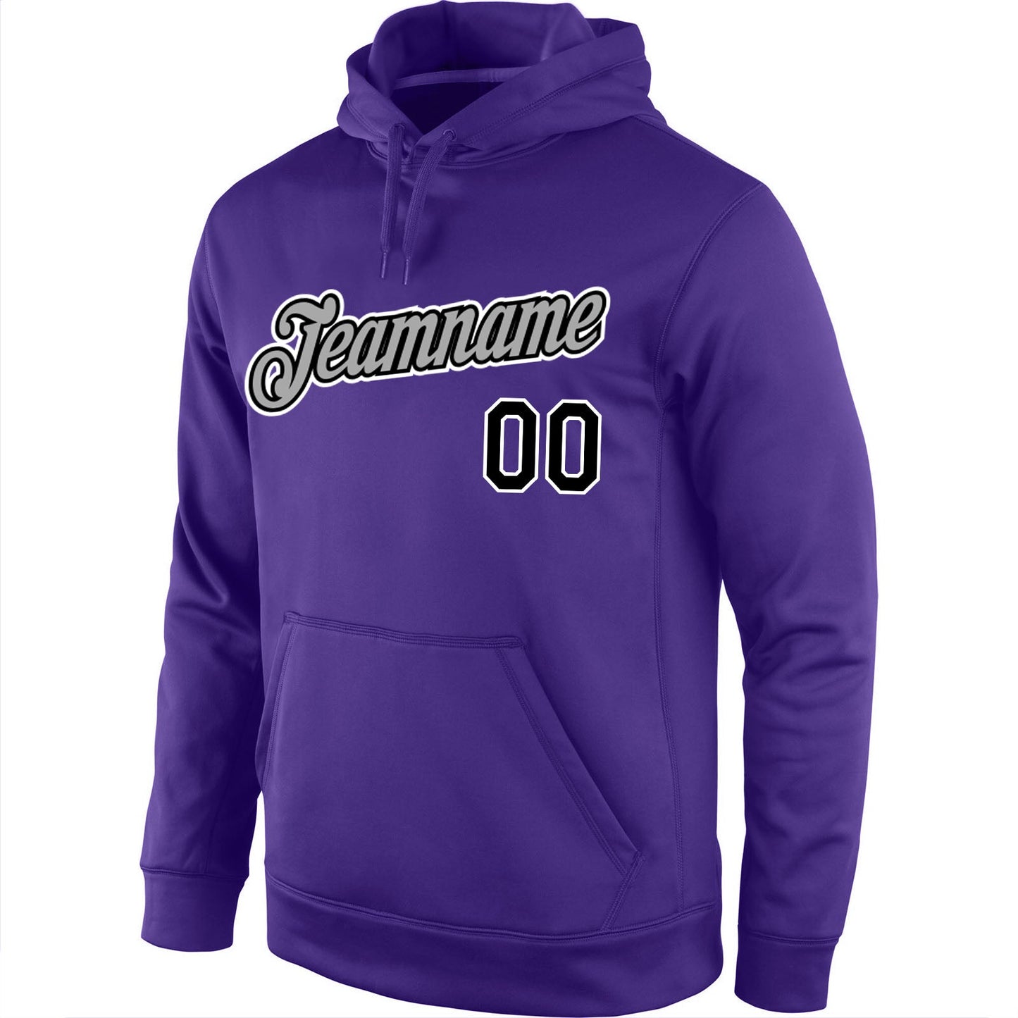 Custom Stitched Purple Black-Gray Sports Pullover Sweatshirt Hoodie view 2