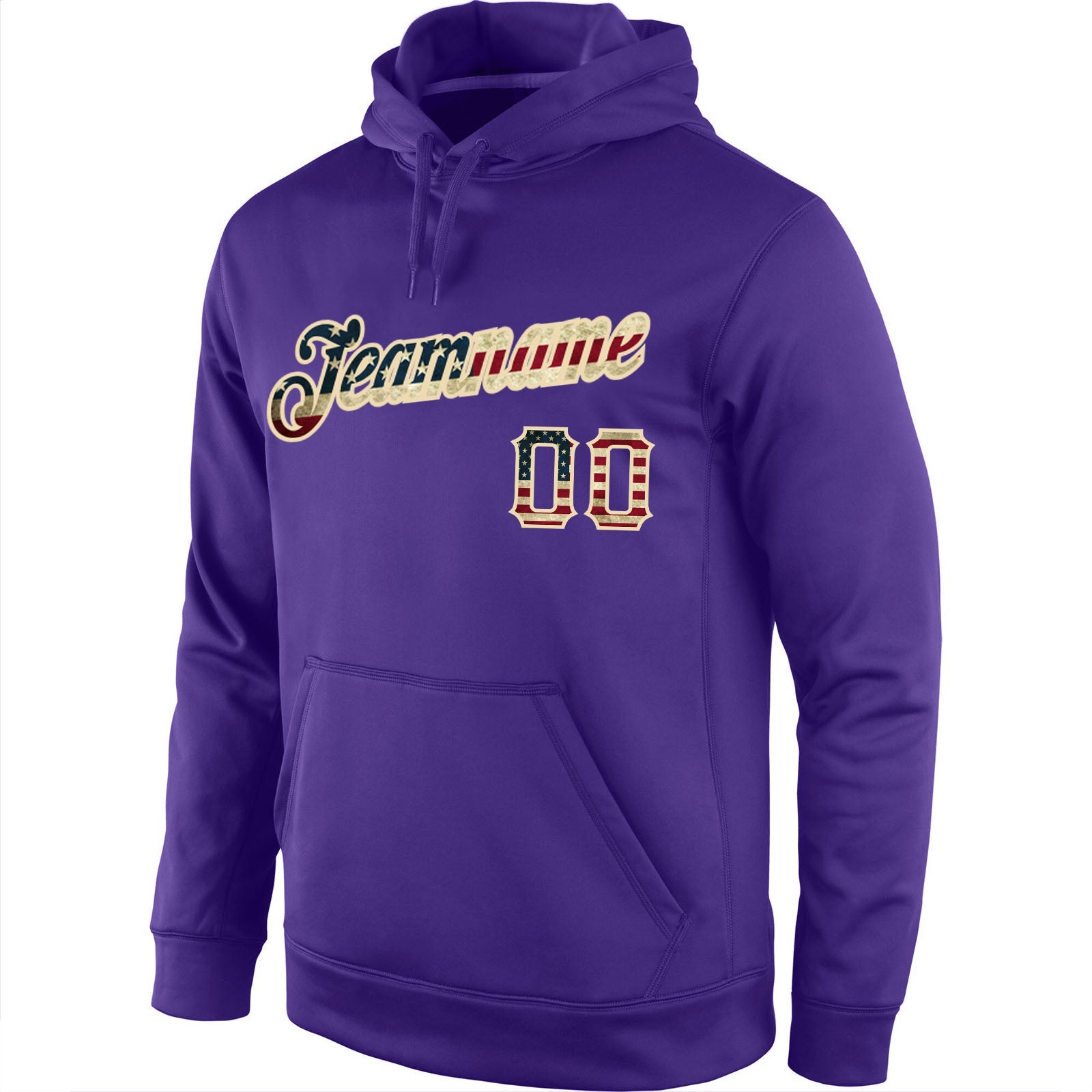 Custom Stitched Purple Vintage USA Flag-Cream Sports Pullover Sweatshirt Hoodie view 2
