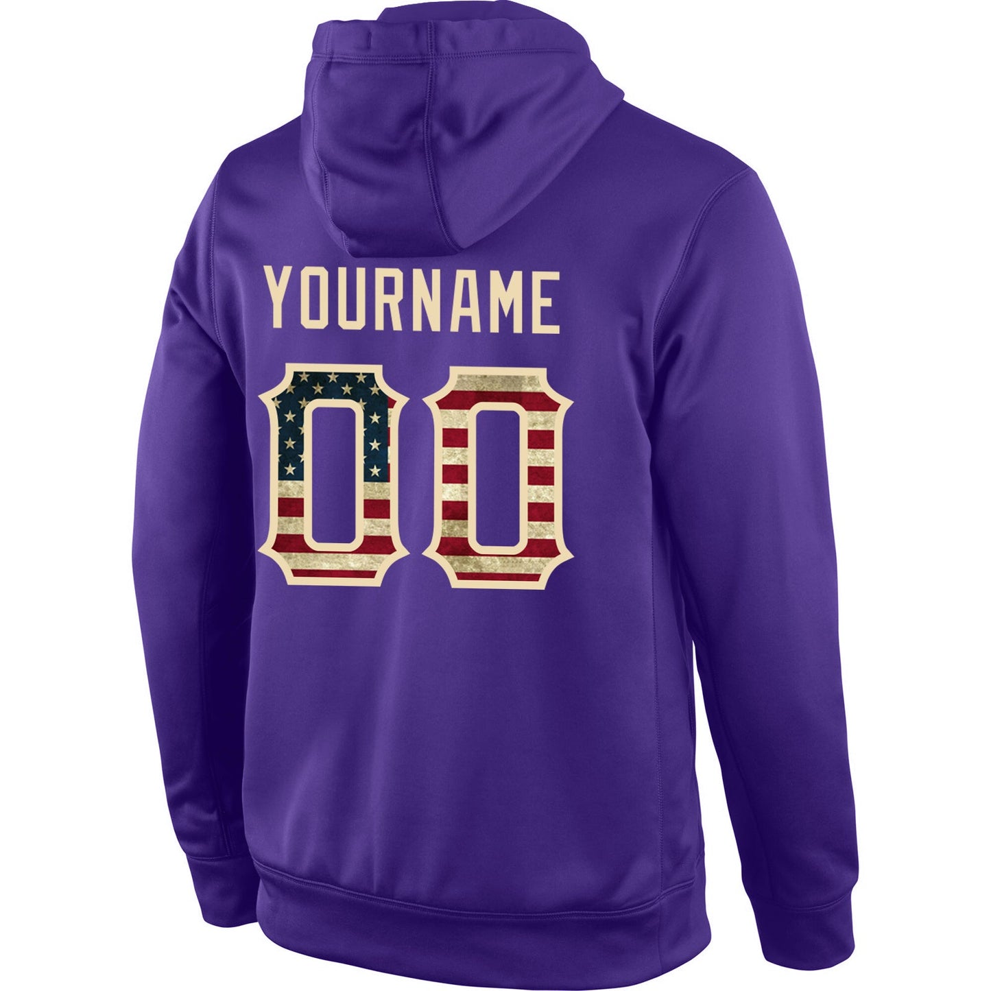 Custom Stitched Purple Vintage USA Flag-Cream Sports Pullover Sweatshirt Hoodie view 3