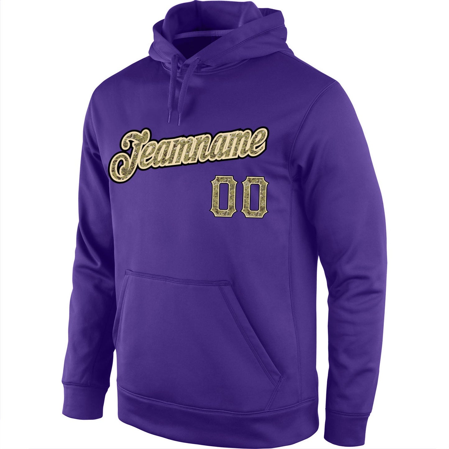 Custom Stitched Purple Camo-Black Sports Pullover Sweatshirt Hoodie view 2