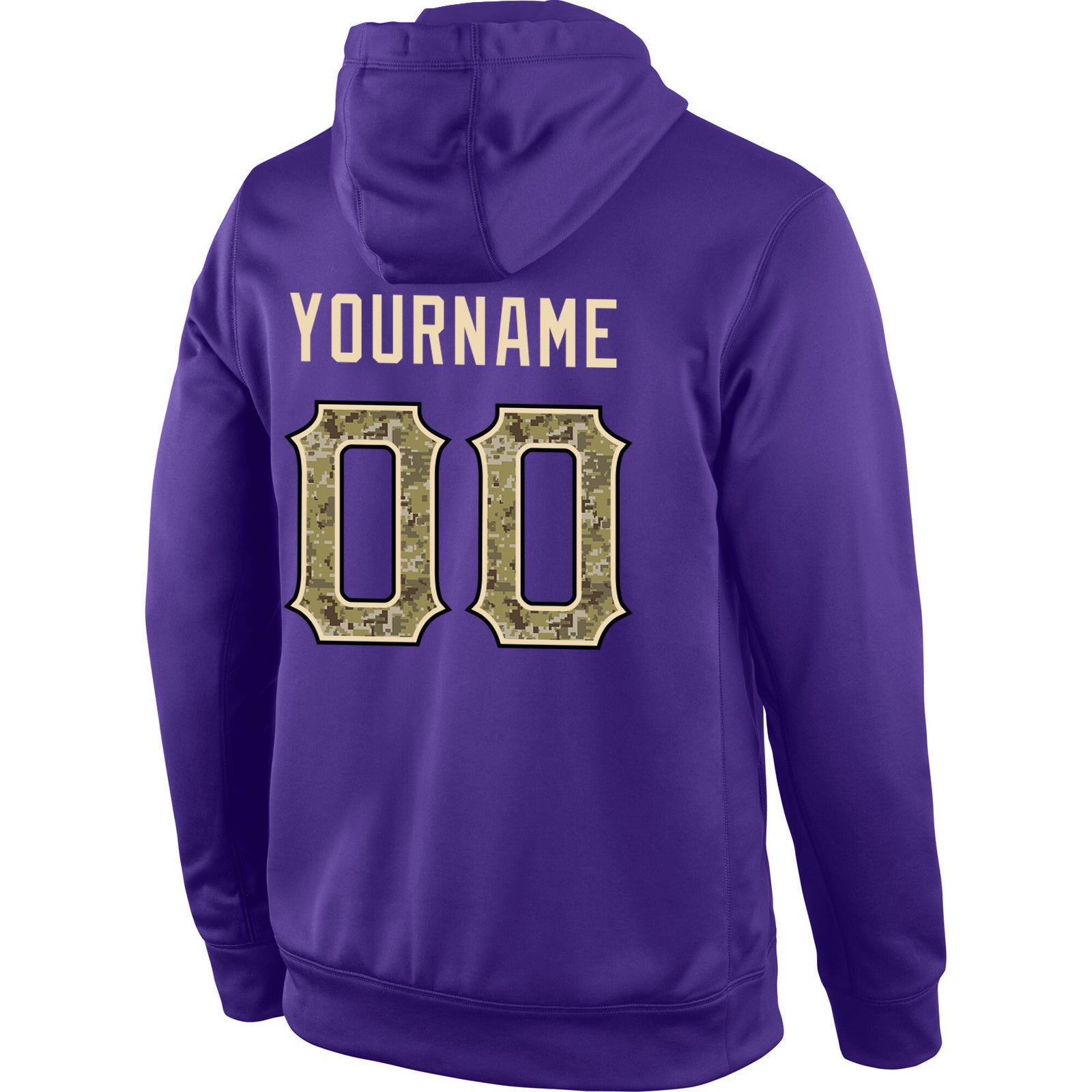 Custom Stitched Purple Camo-Black Sports Pullover Sweatshirt Hoodie view 3