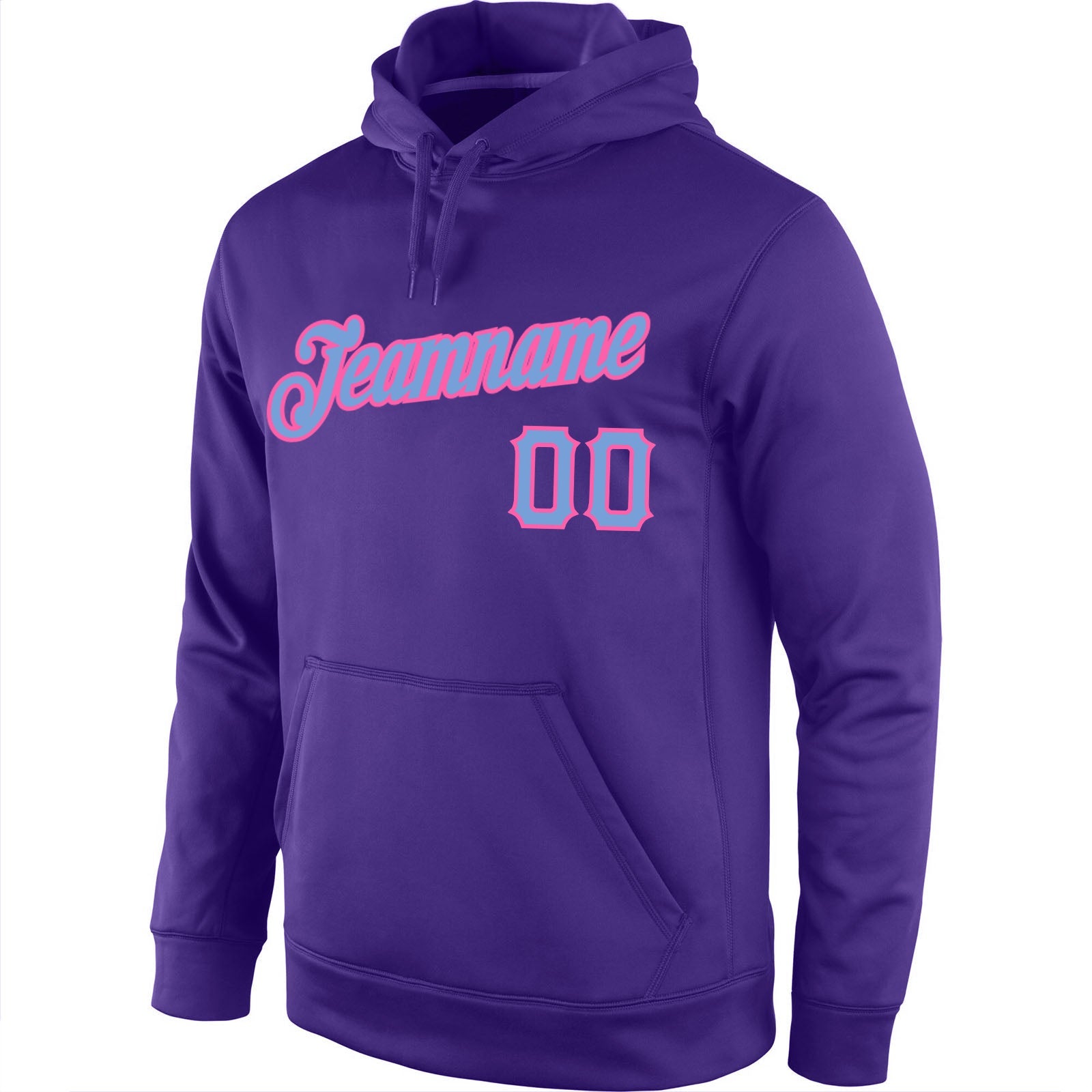 Custom Stitched Purple Light Blue-Pink Sports Pullover Sweatshirt Hoodie view 2