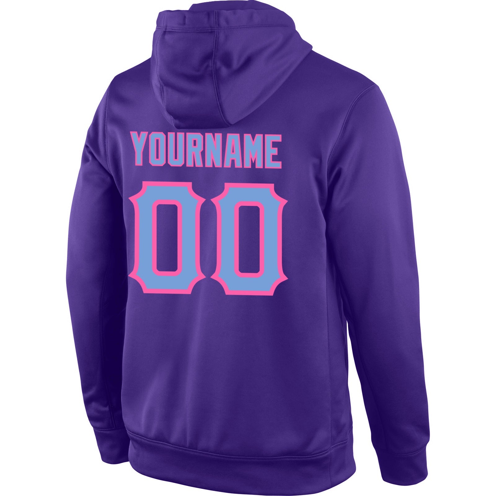 Custom Stitched Purple Light Blue-Pink Sports Pullover Sweatshirt Hoodie view 3