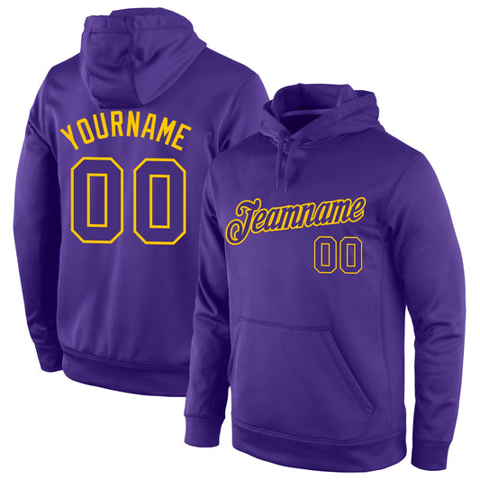 Custom Stitched Purple Purple-Gold Sports Pullover Sweatshirt Hoodie - Main View