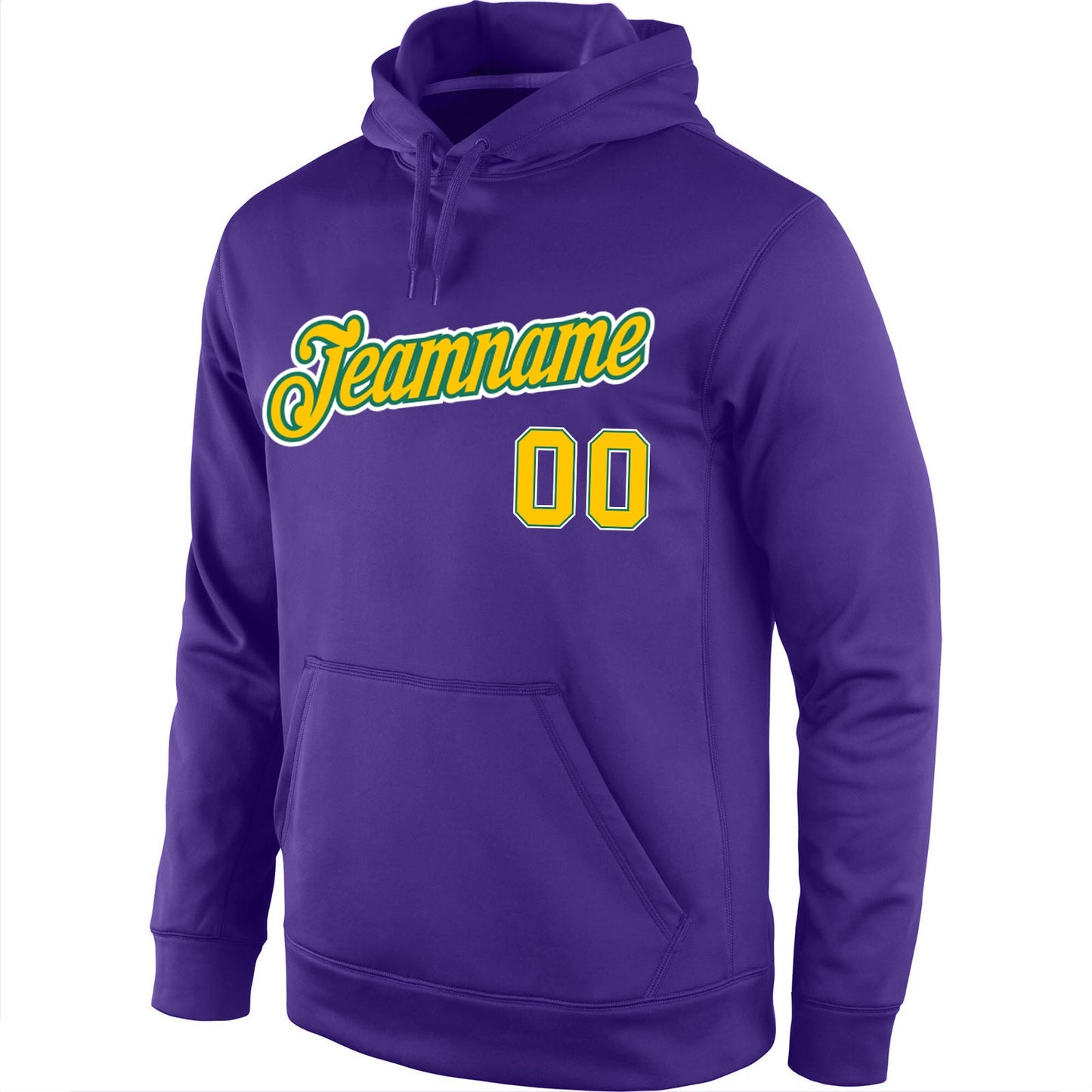 Custom Stitched Purple Gold-Kelly Green Sports Pullover Sweatshirt Hoodie view 2