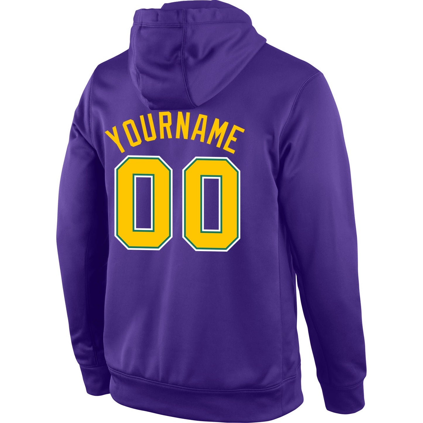 Custom Stitched Purple Gold-Kelly Green Sports Pullover Sweatshirt Hoodie view 3