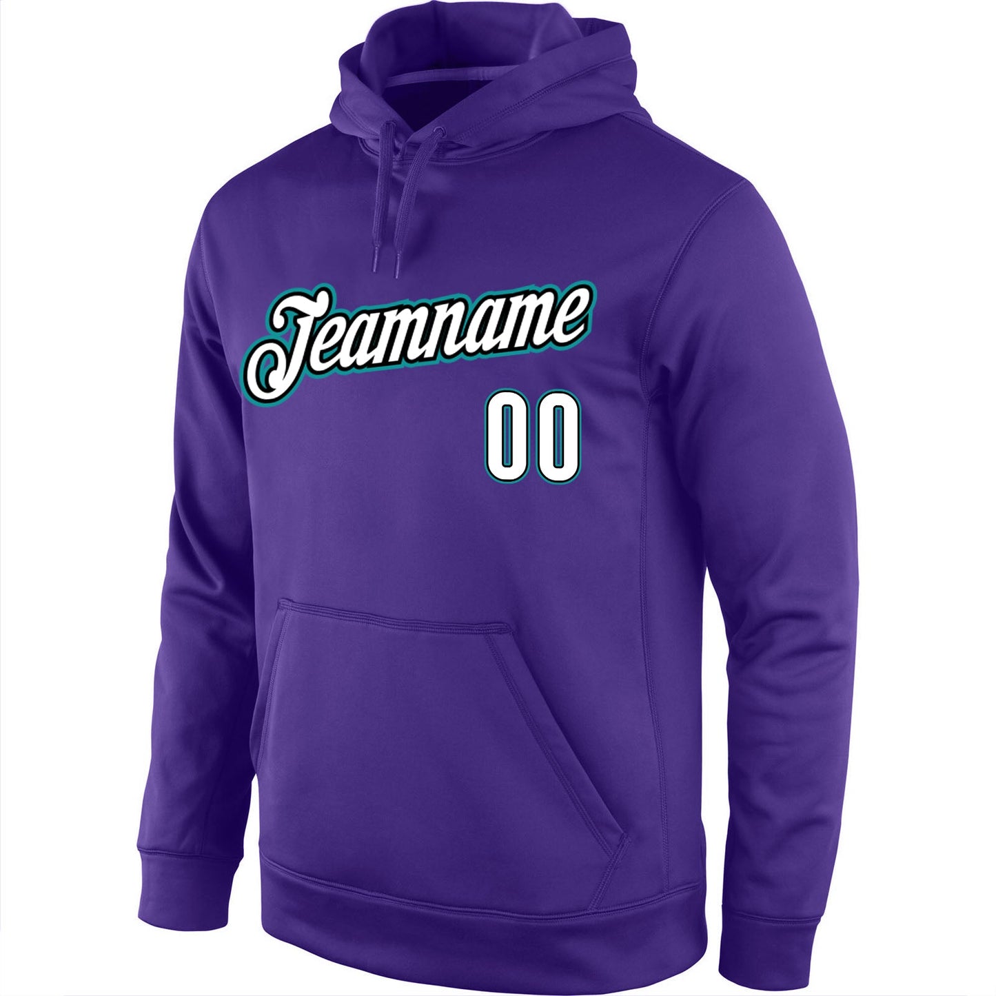 Custom Stitched Purple White-Aqua Sports Pullover Sweatshirt Hoodie view 2