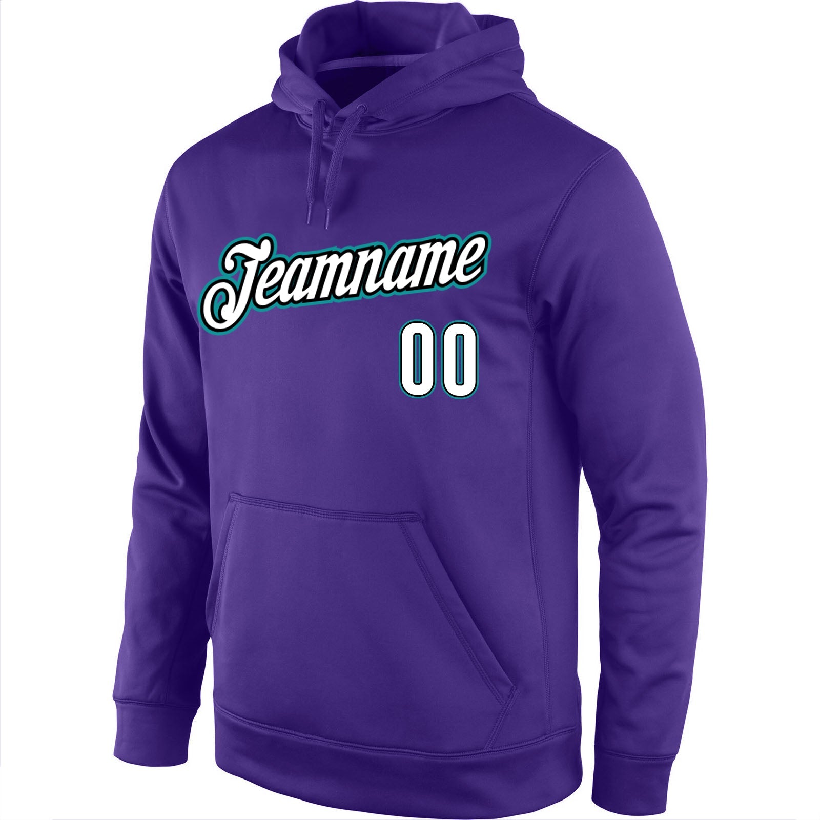 Custom Stitched Purple White-Aqua Sports Pullover Sweatshirt Hoodie view 2