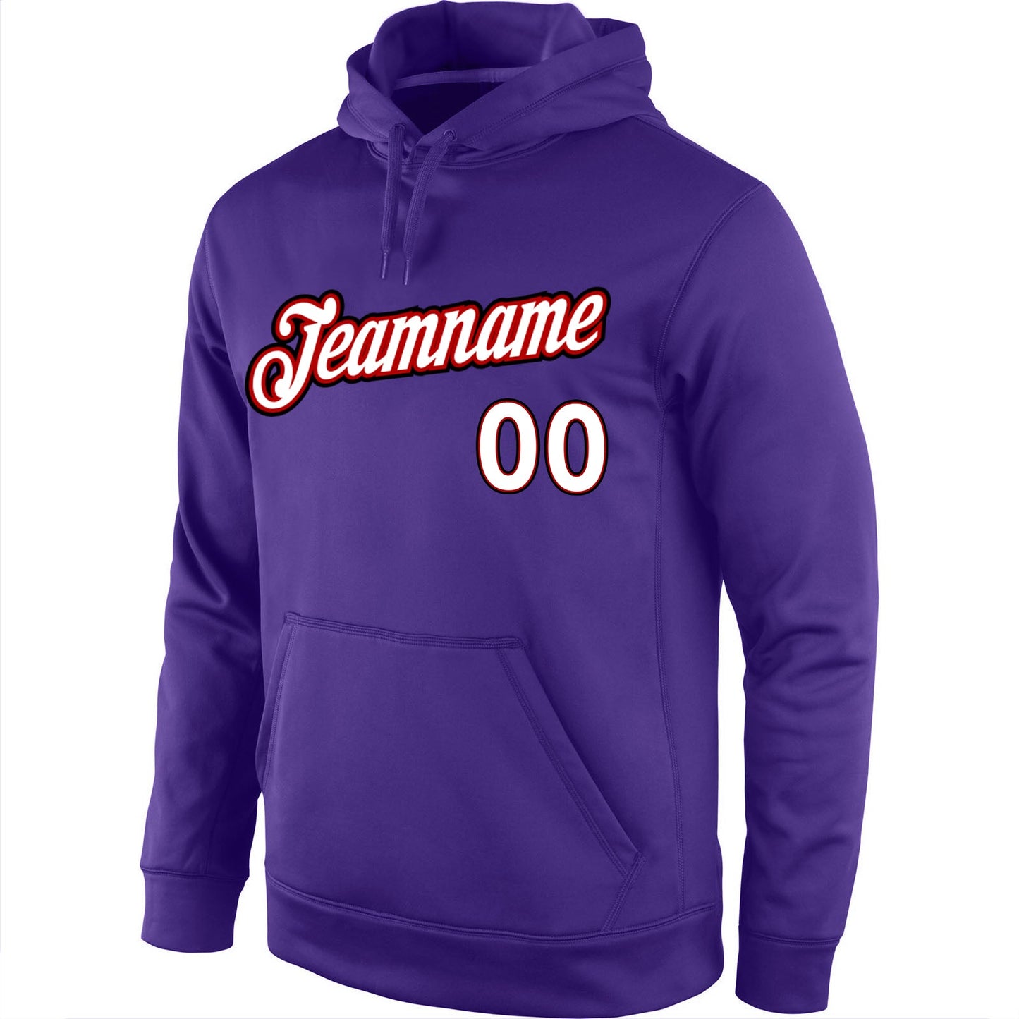 Custom Stitched Purple White-Red Sports Pullover Sweatshirt Hoodie view 2