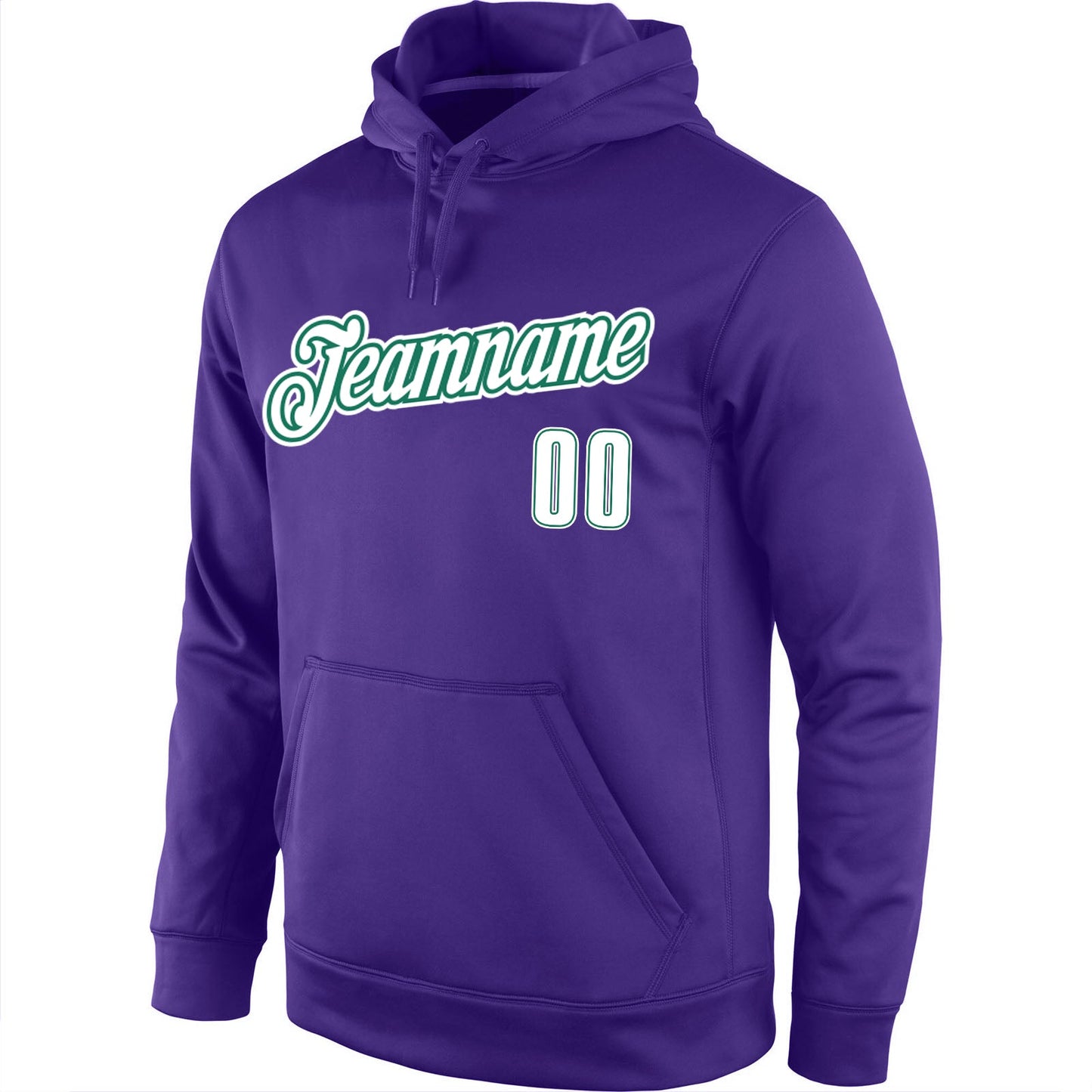Custom Stitched Purple White-Kelly Green Sports Pullover Sweatshirt Hoodie view 2