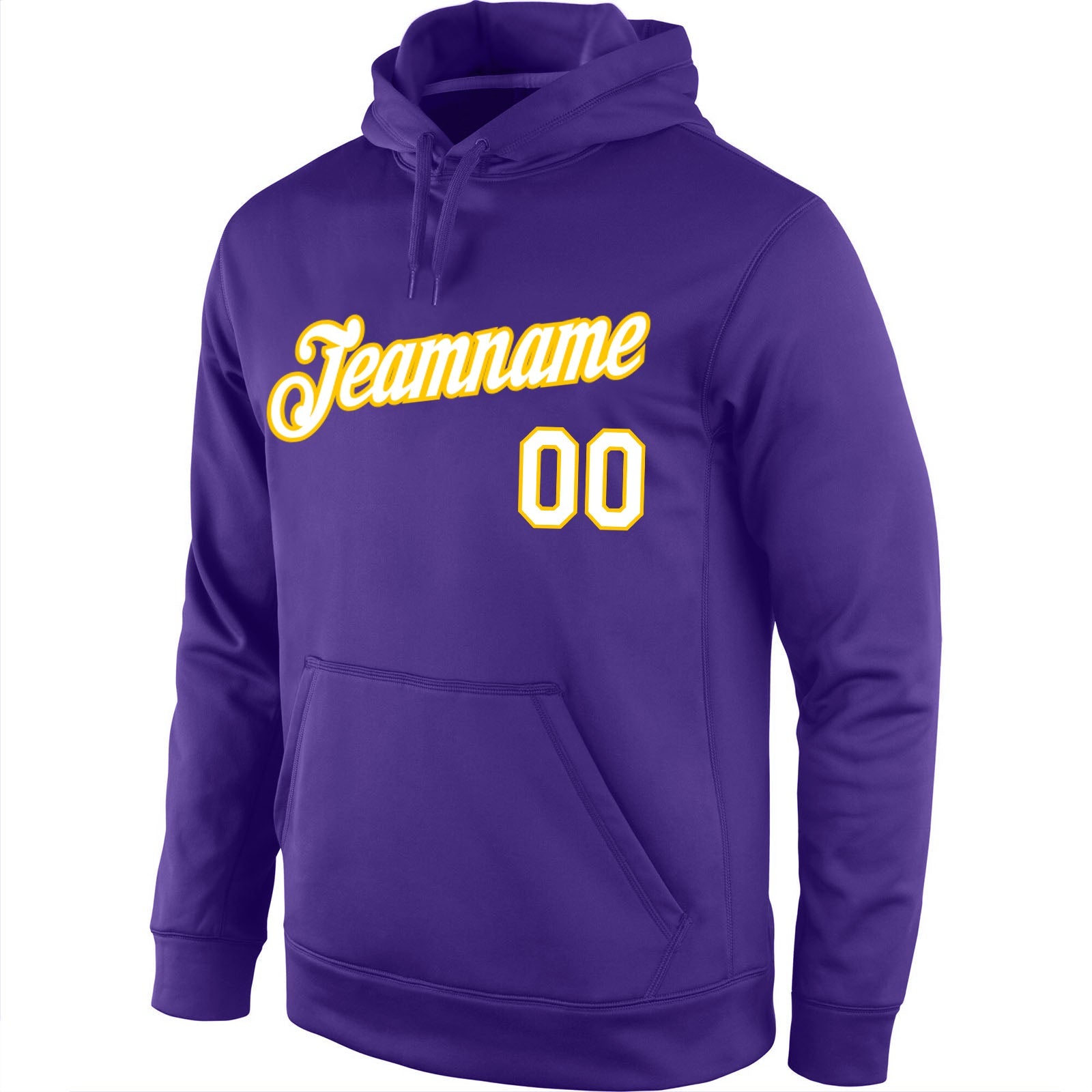 Custom Stitched Purple White-Gold Sports Pullover Sweatshirt Hoodie view 2
