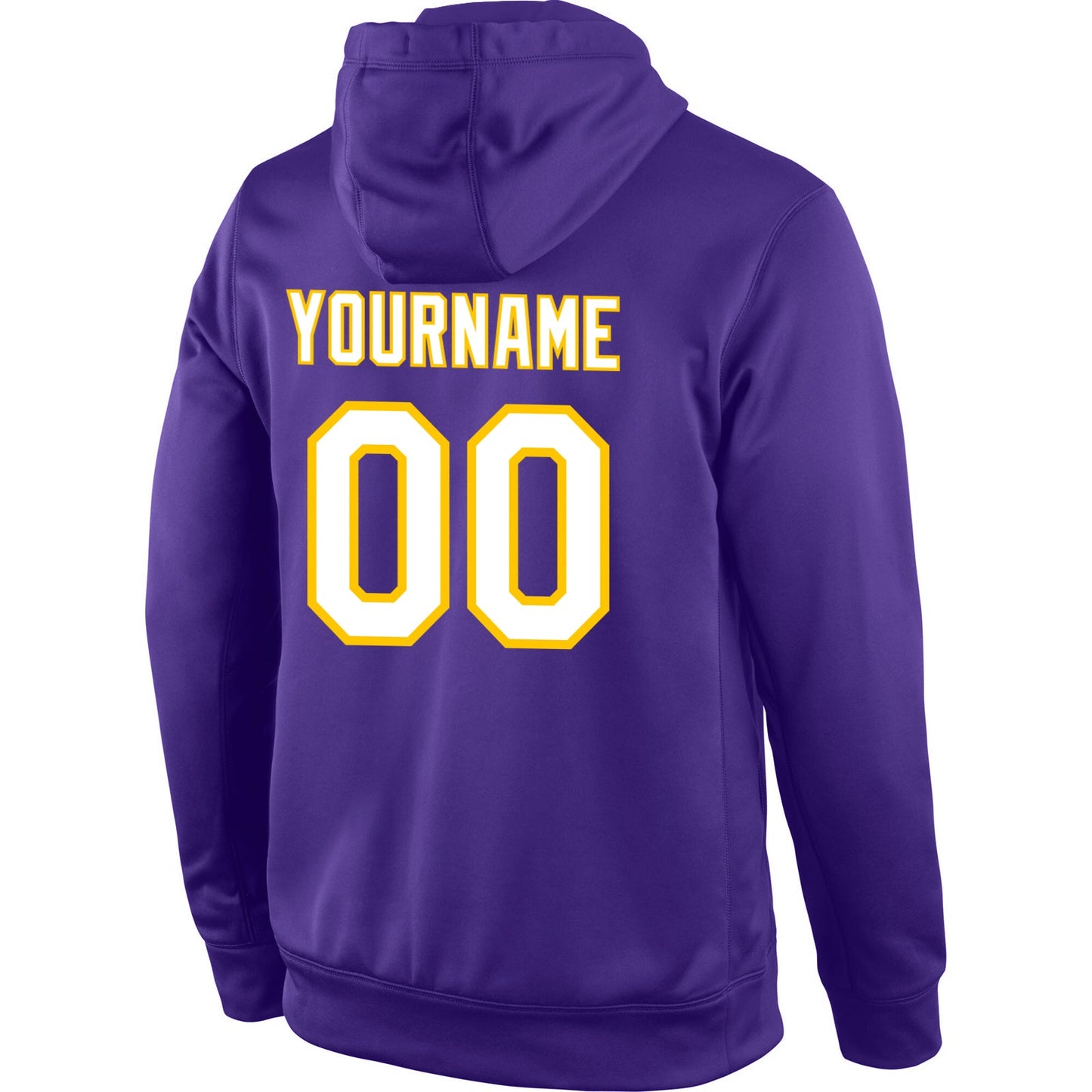 Custom Stitched Purple White-Gold Sports Pullover Sweatshirt Hoodie view 3