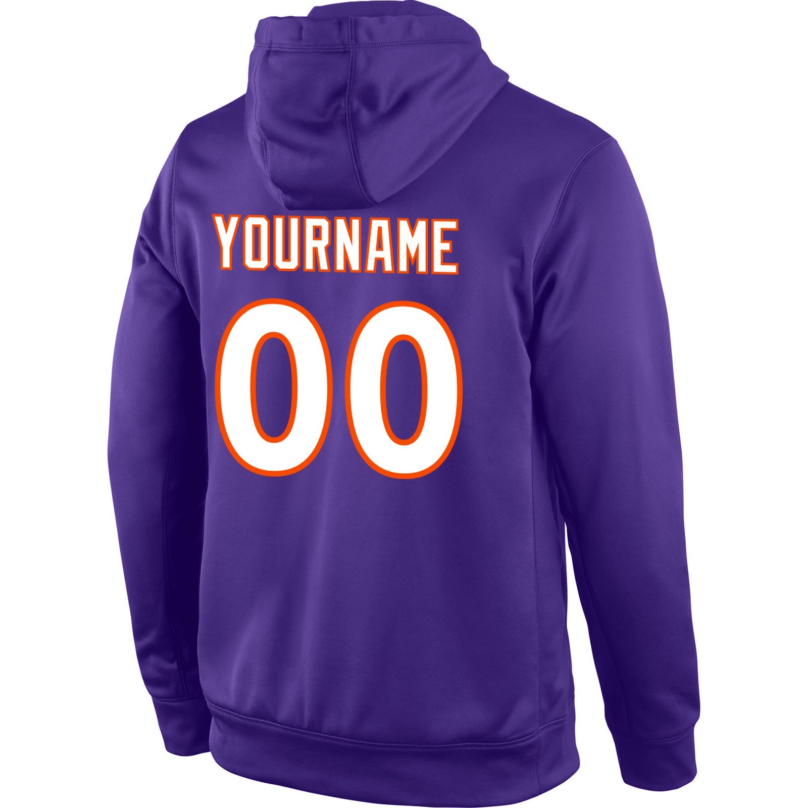 Custom Stitched Purple White-Orange Sports Pullover Sweatshirt Hoodie view 3