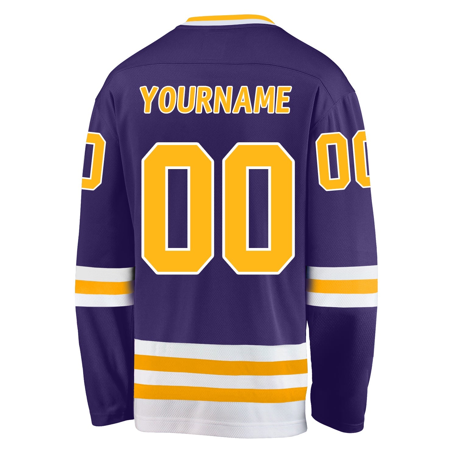 Custom Purple Gold-White Hockey Jersey view 4