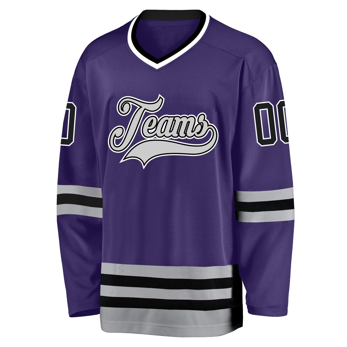 Custom Purple Black-Gray Hockey Jersey view 2