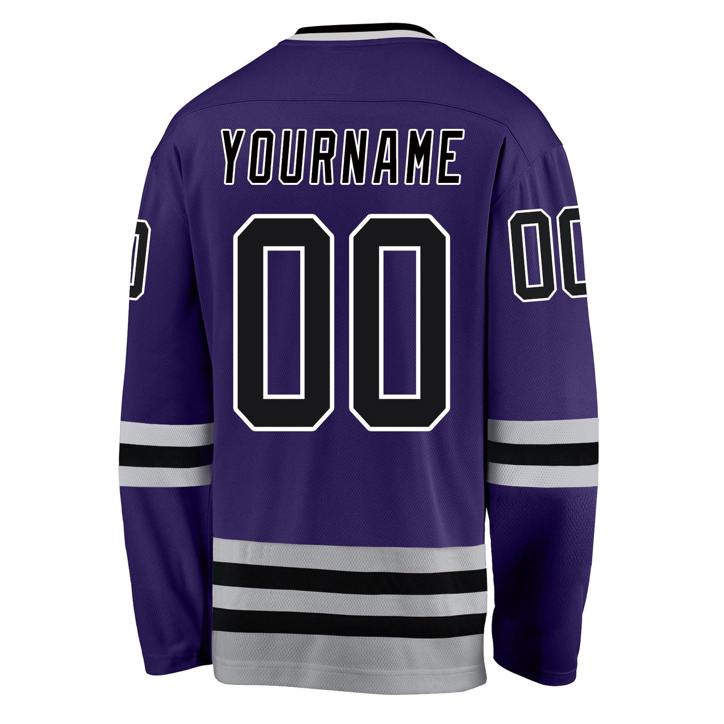 Custom Purple Black-Gray Hockey Jersey view 3