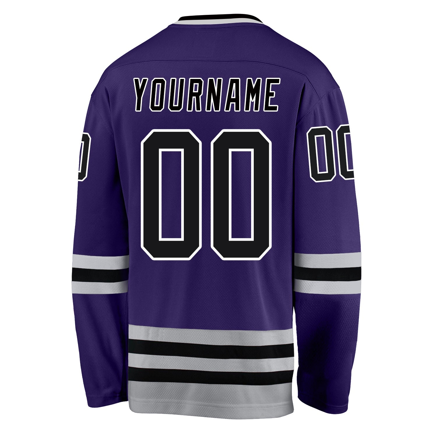 Custom Purple Black-Gray Hockey Jersey view 3