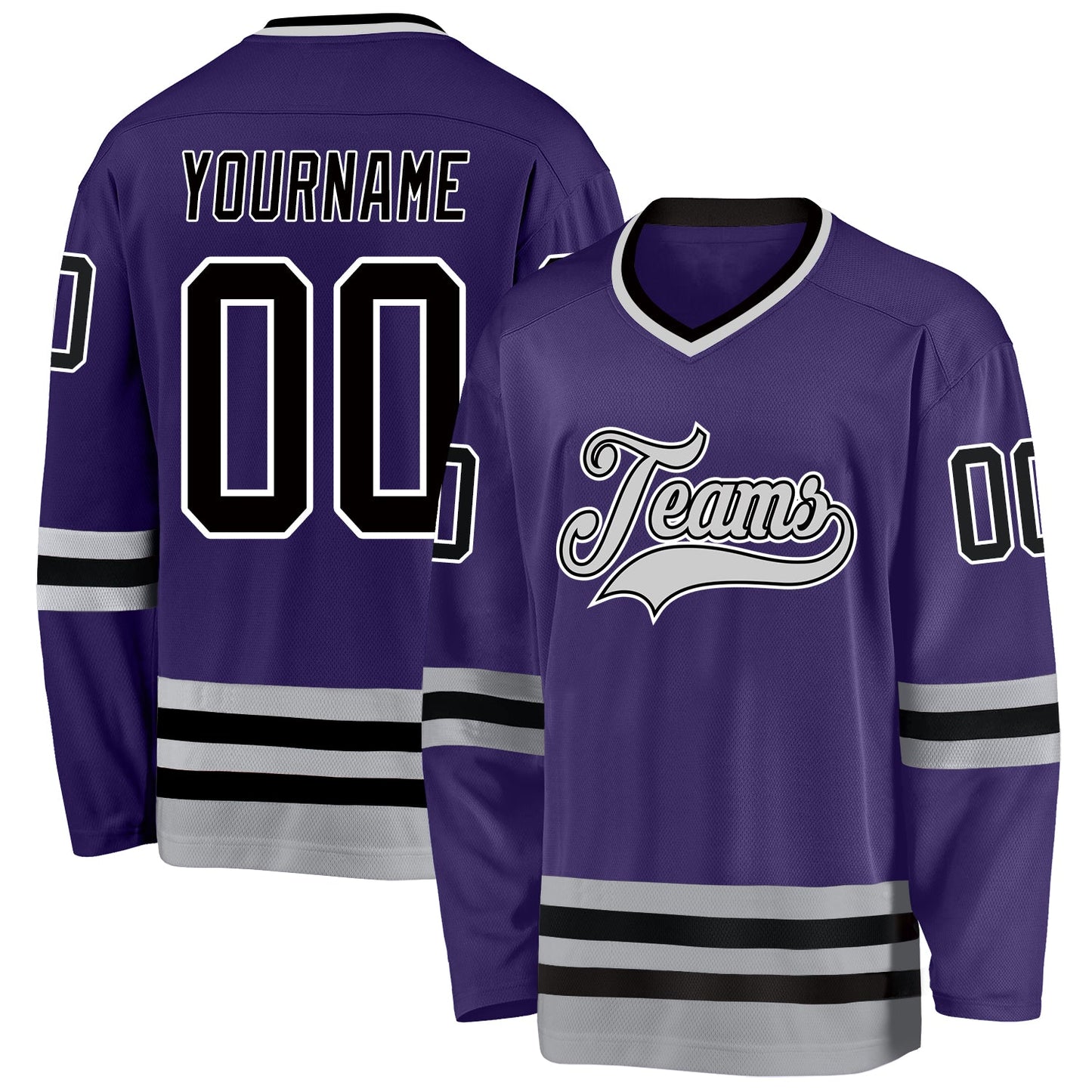 Custom Purple Black-Gray Hockey Jersey - Main View