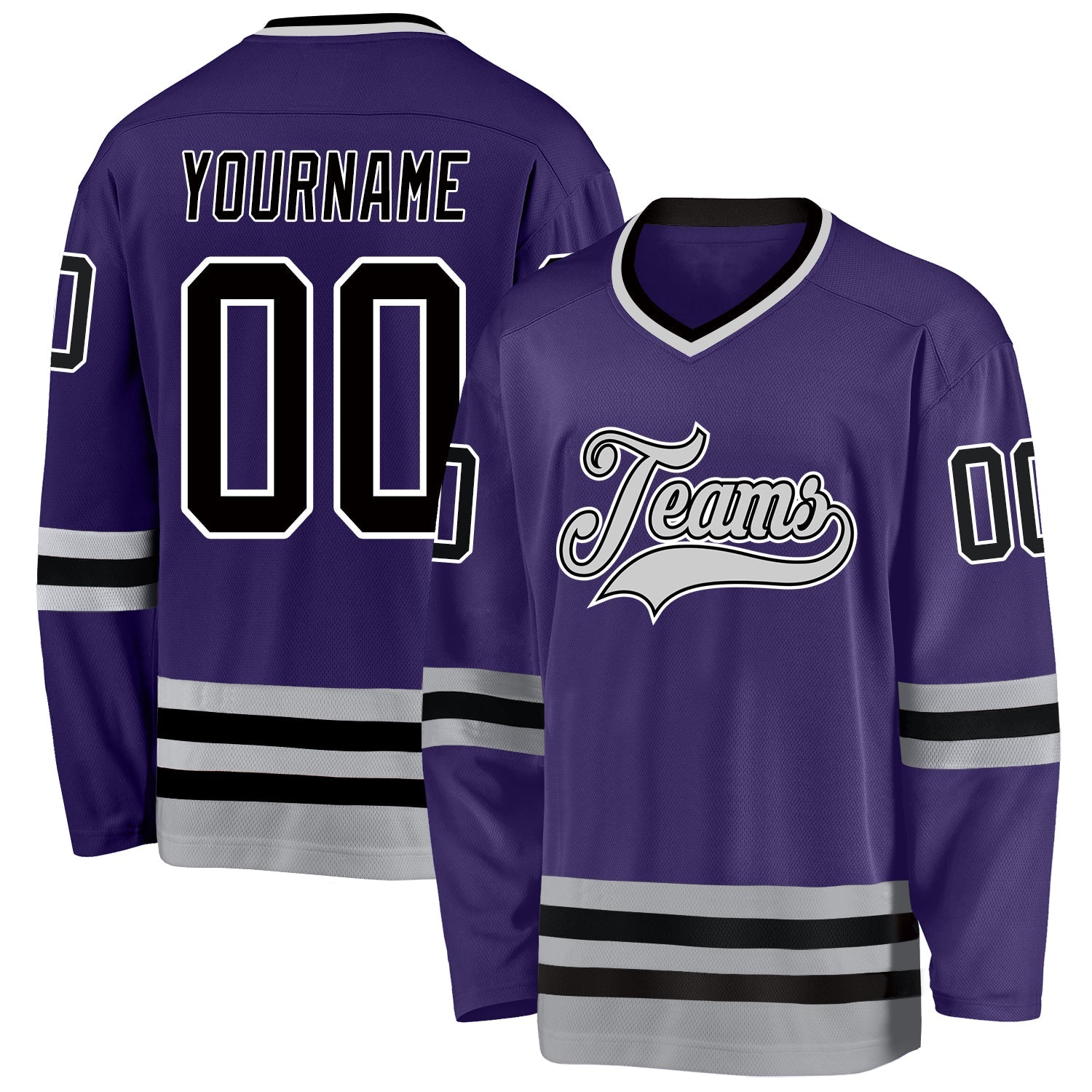 Custom Purple Black-Gray Hockey Jersey - Main View