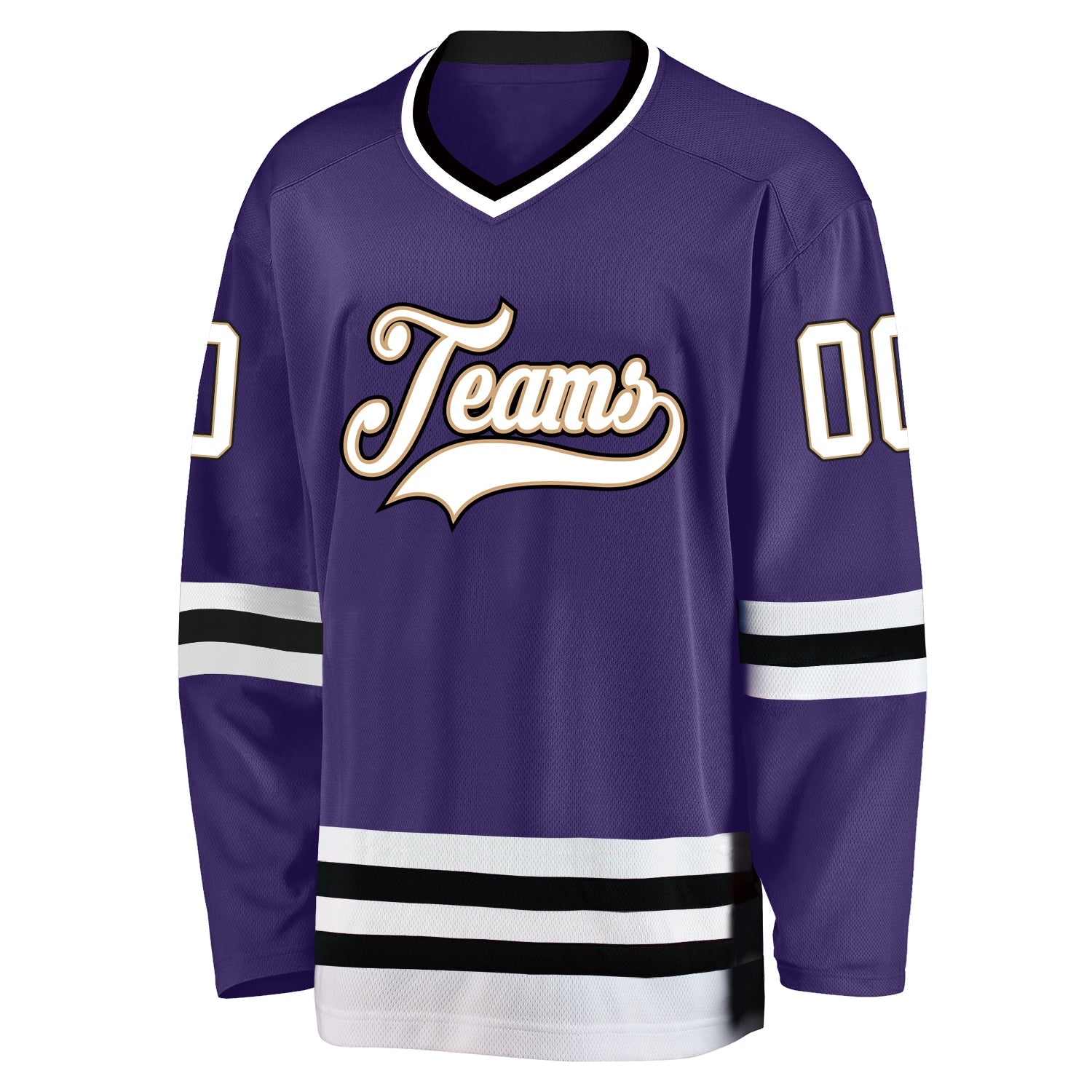 Custom Purple White-Black Hockey Jersey view 2
