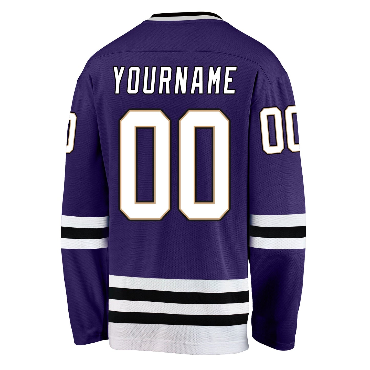 Custom Purple White-Black Hockey Jersey view 3